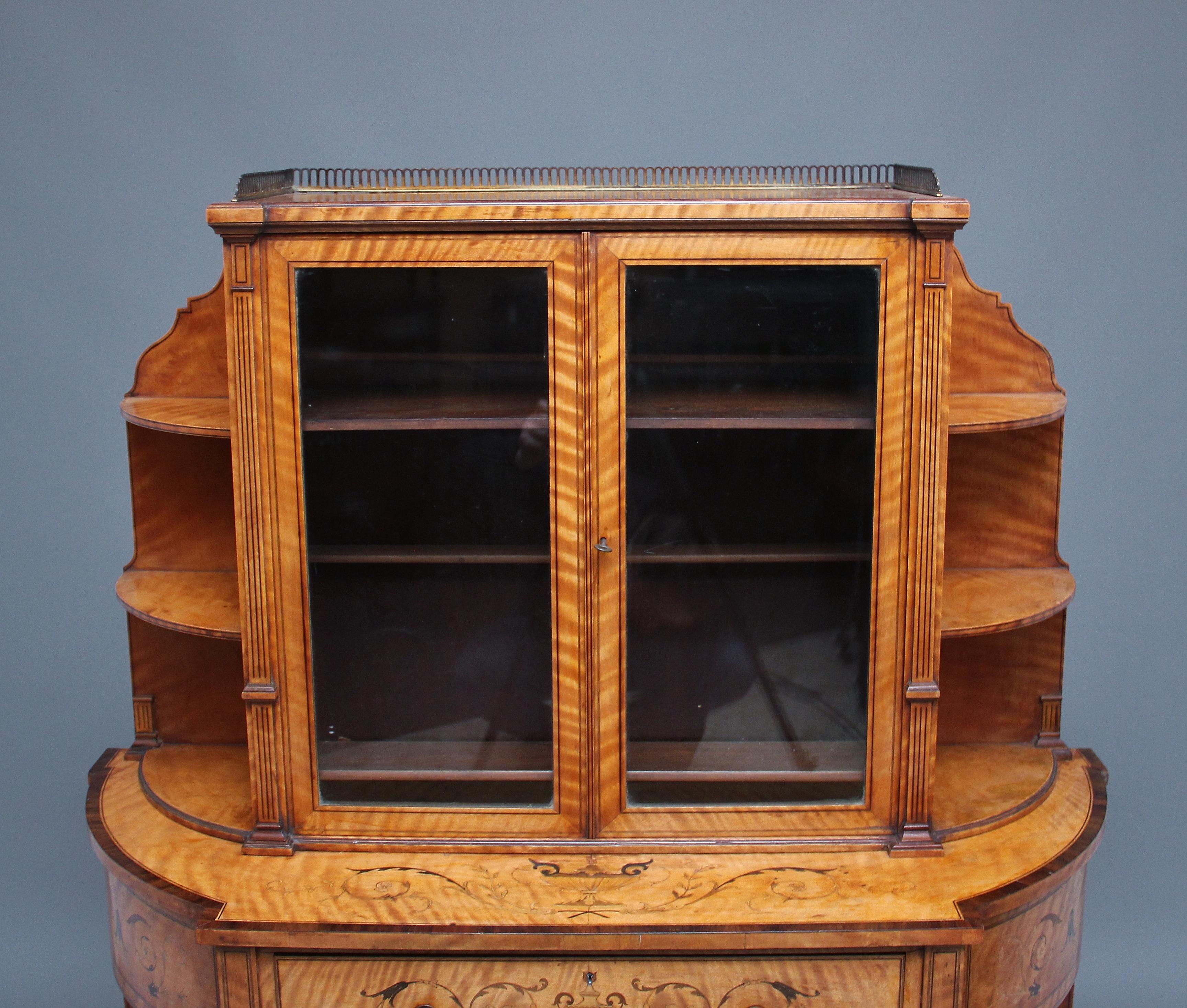 Sheraton 19th Century Satinwood Display Cabinet For Sale