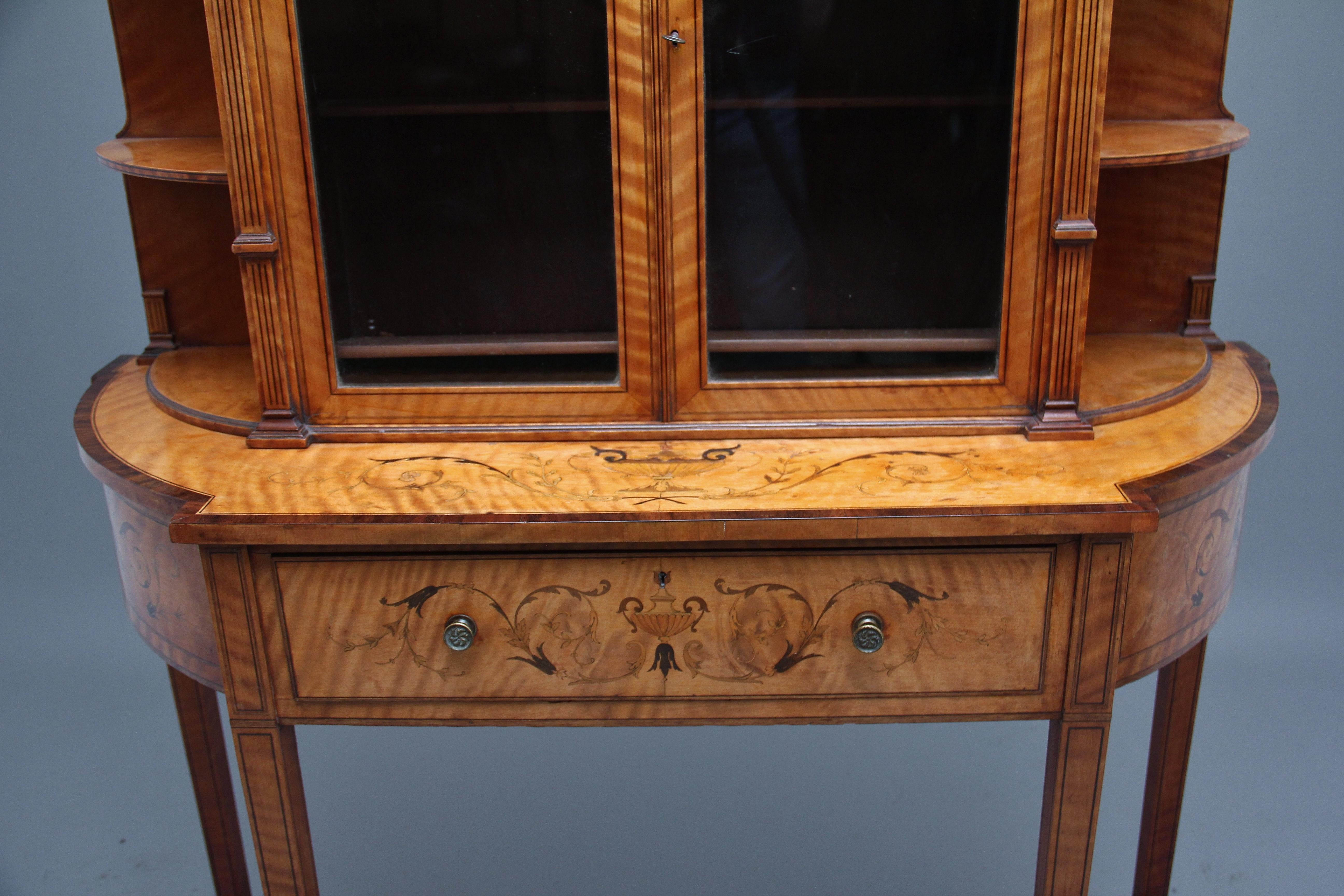 Late 19th Century 19th Century Satinwood Display Cabinet For Sale