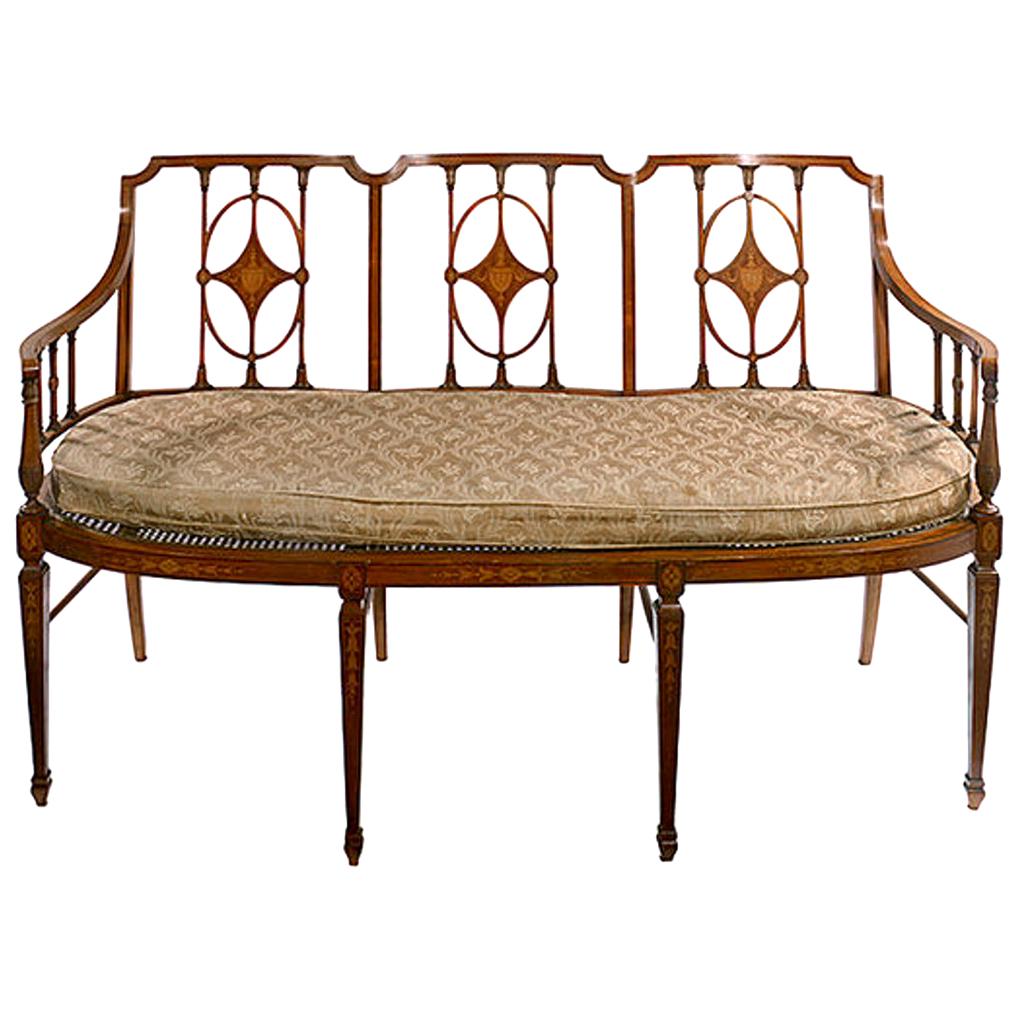 19th Century Satinwood Framed Sheraton Revival Sofa For Sale