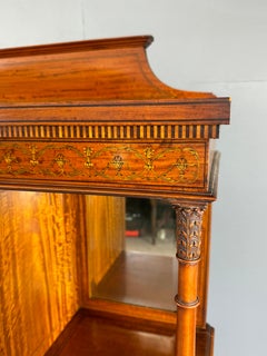 19th century satinwood inlaid vitrine display cabinet by Maple & Co