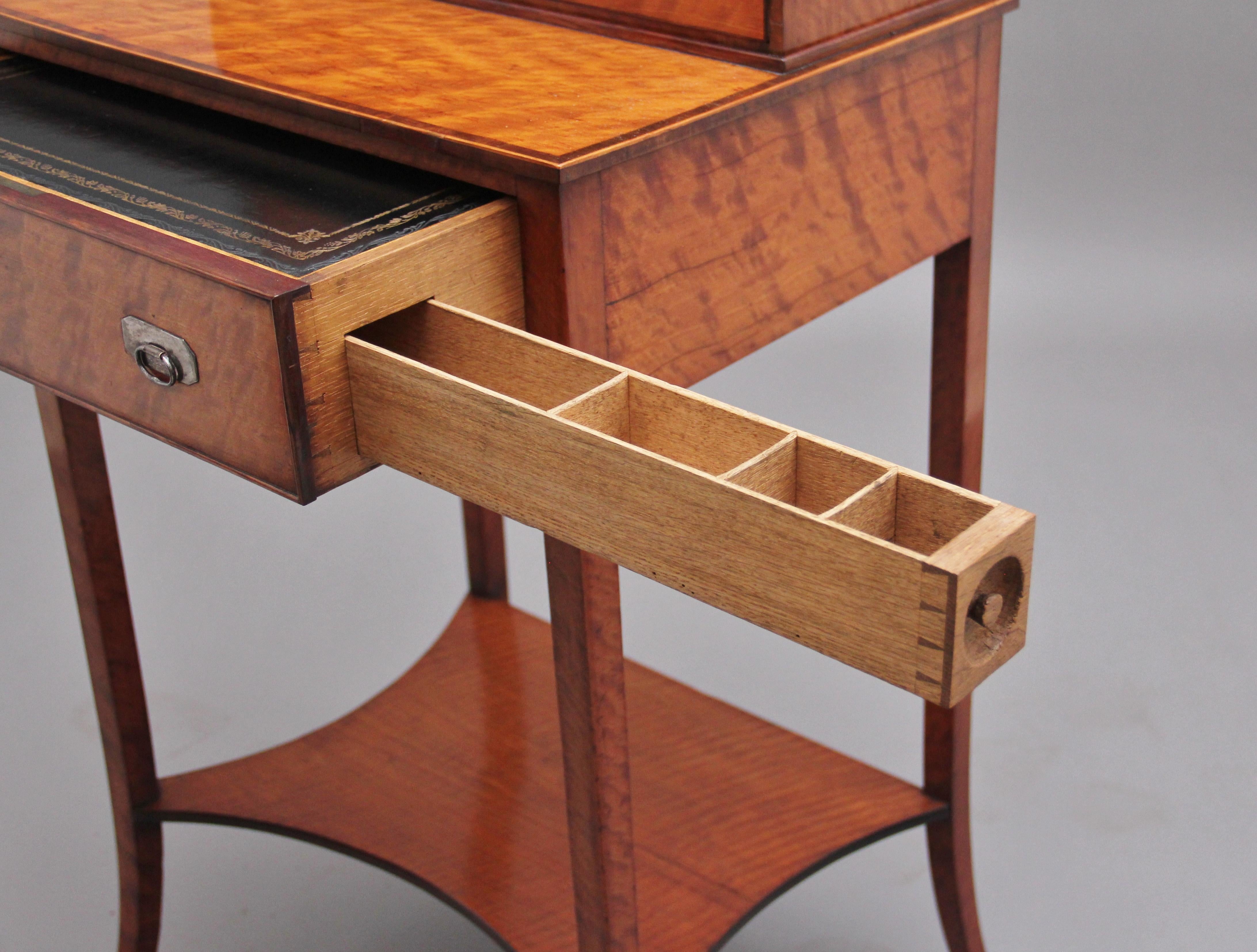 19th Century Satinwood Ladies Writing Table in the Sheraton Style For Sale 8