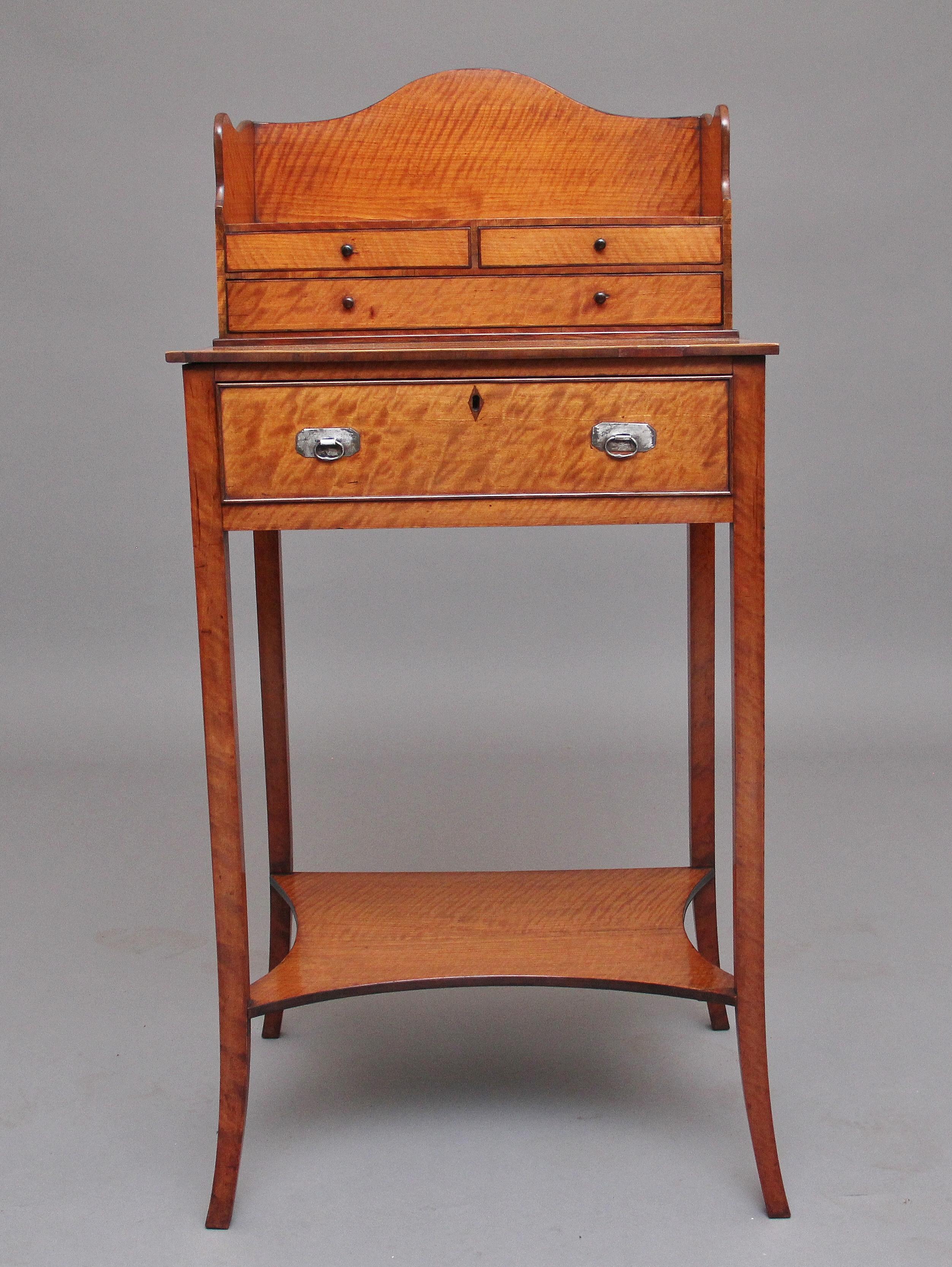 19th Century Satinwood Ladies Writing Table in the Sheraton Style For Sale 1