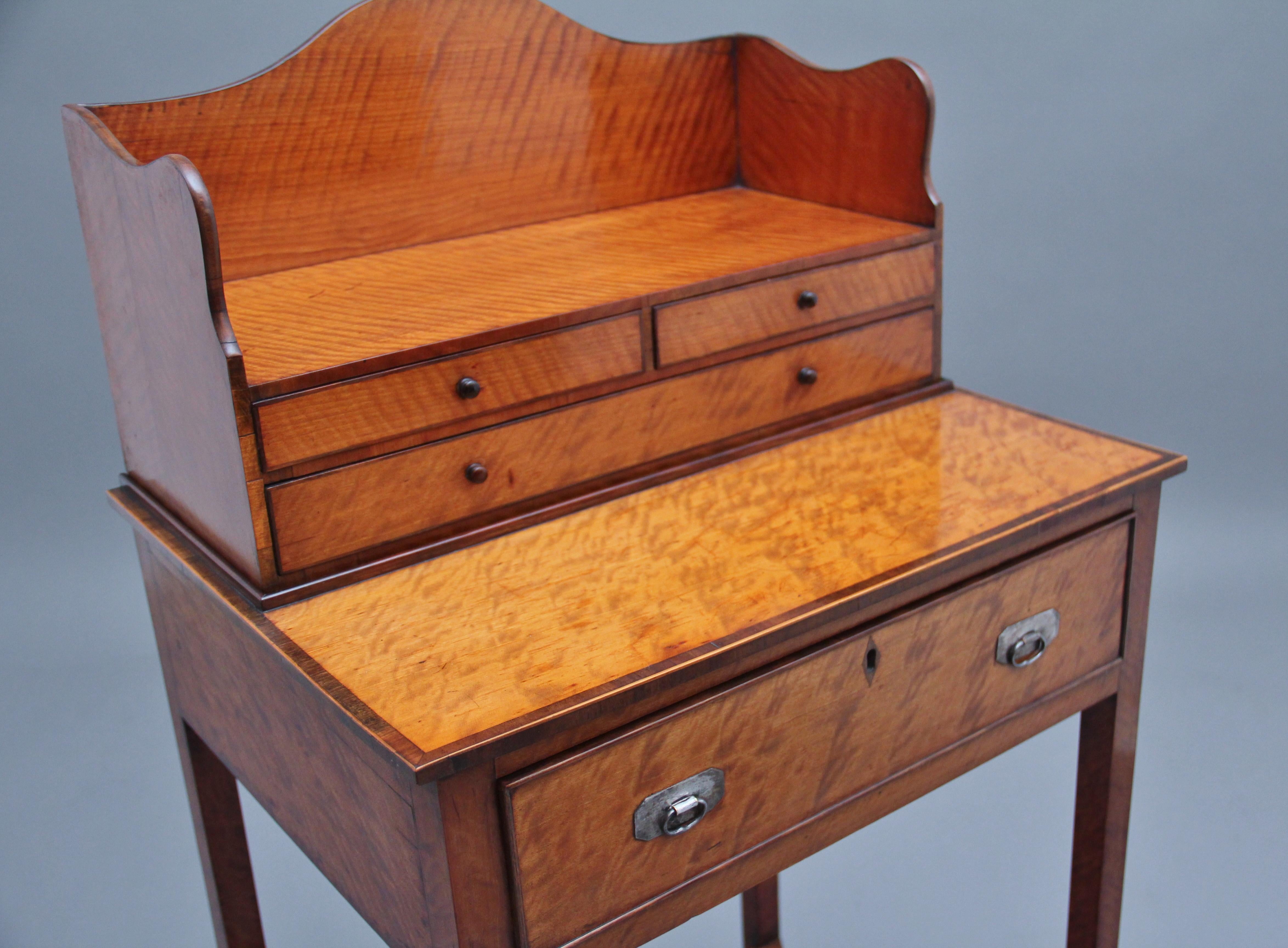 19th Century Satinwood Ladies Writing Table in the Sheraton Style For Sale 2