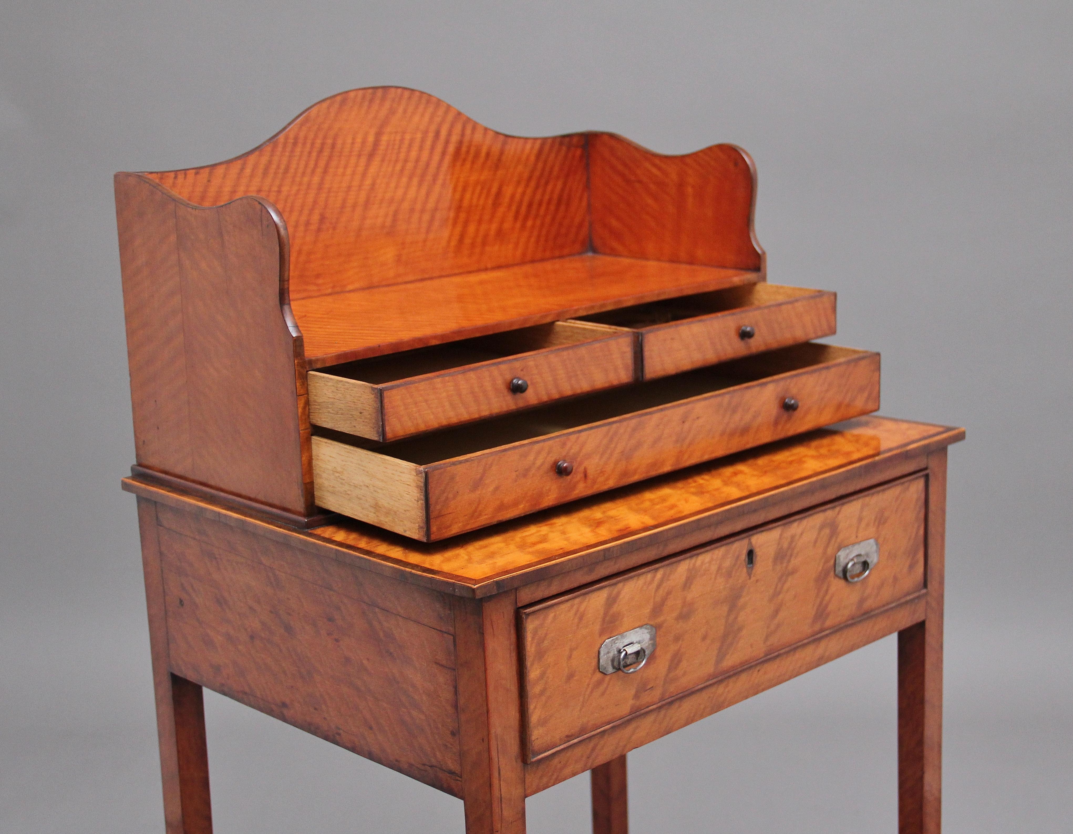 19th Century Satinwood Ladies Writing Table in the Sheraton Style For Sale 3
