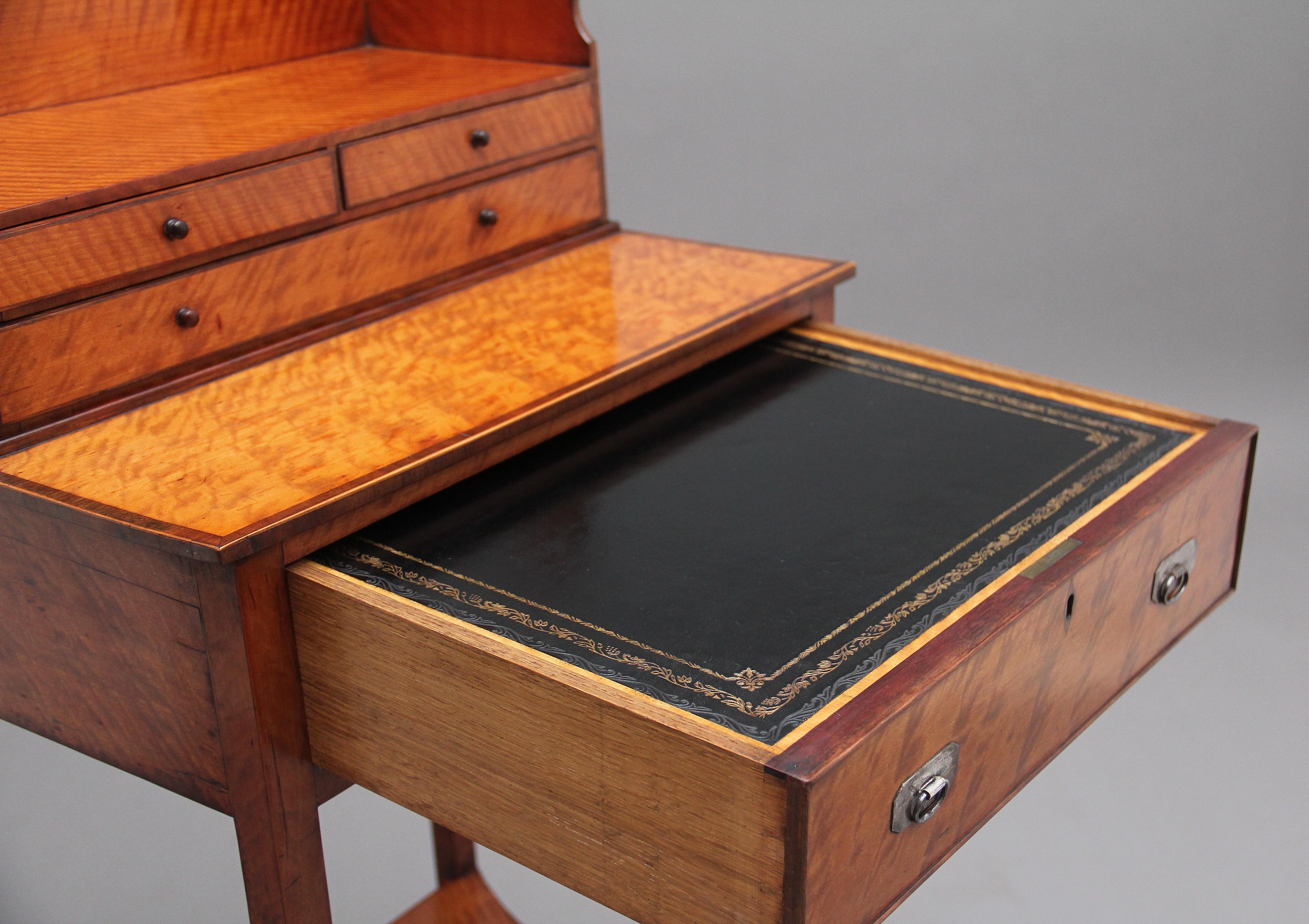 19th Century Satinwood Ladies Writing Table in the Sheraton Style For Sale 4