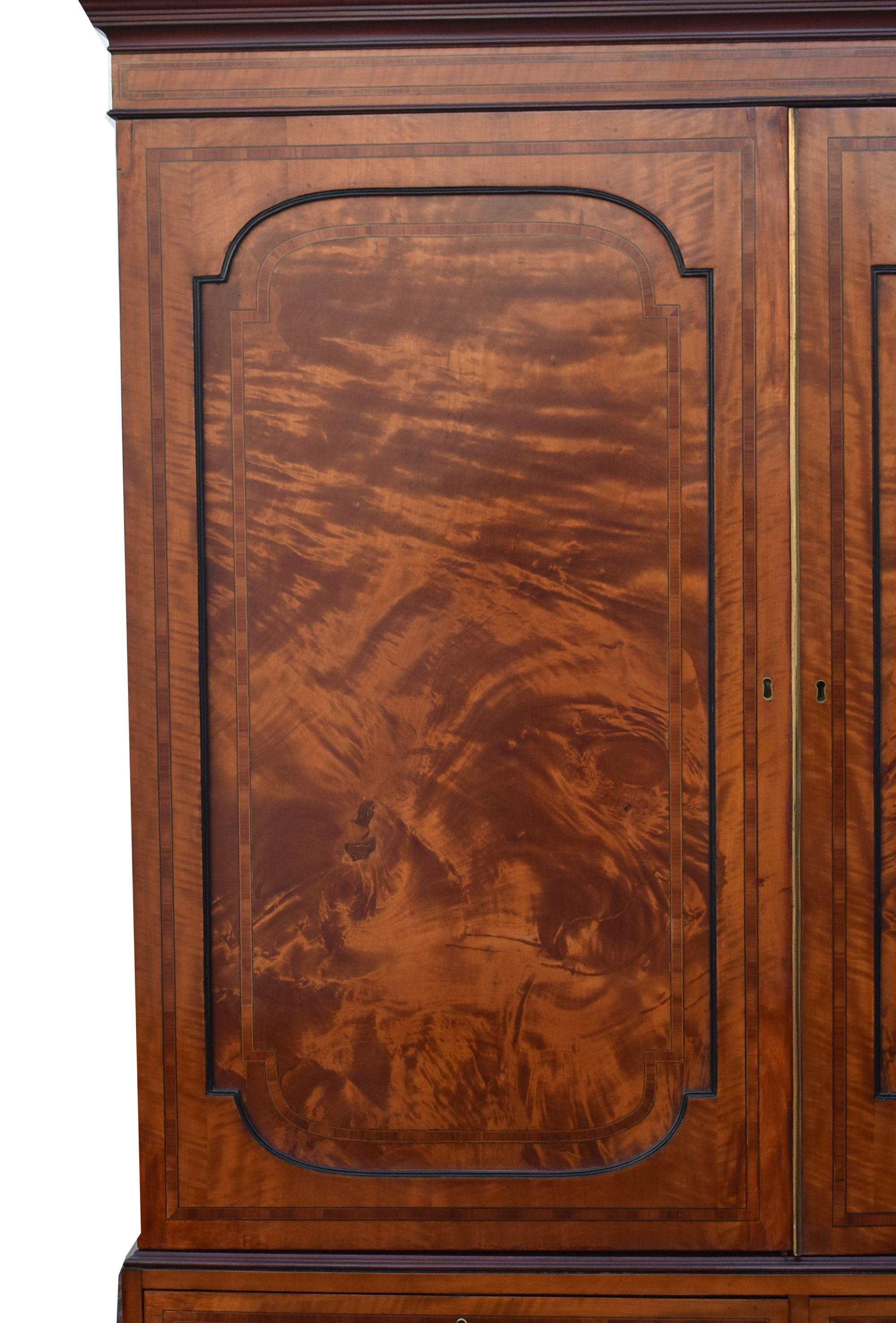 19th Century Satinwood Linen Press In Good Condition For Sale In Chelmsford, Essex