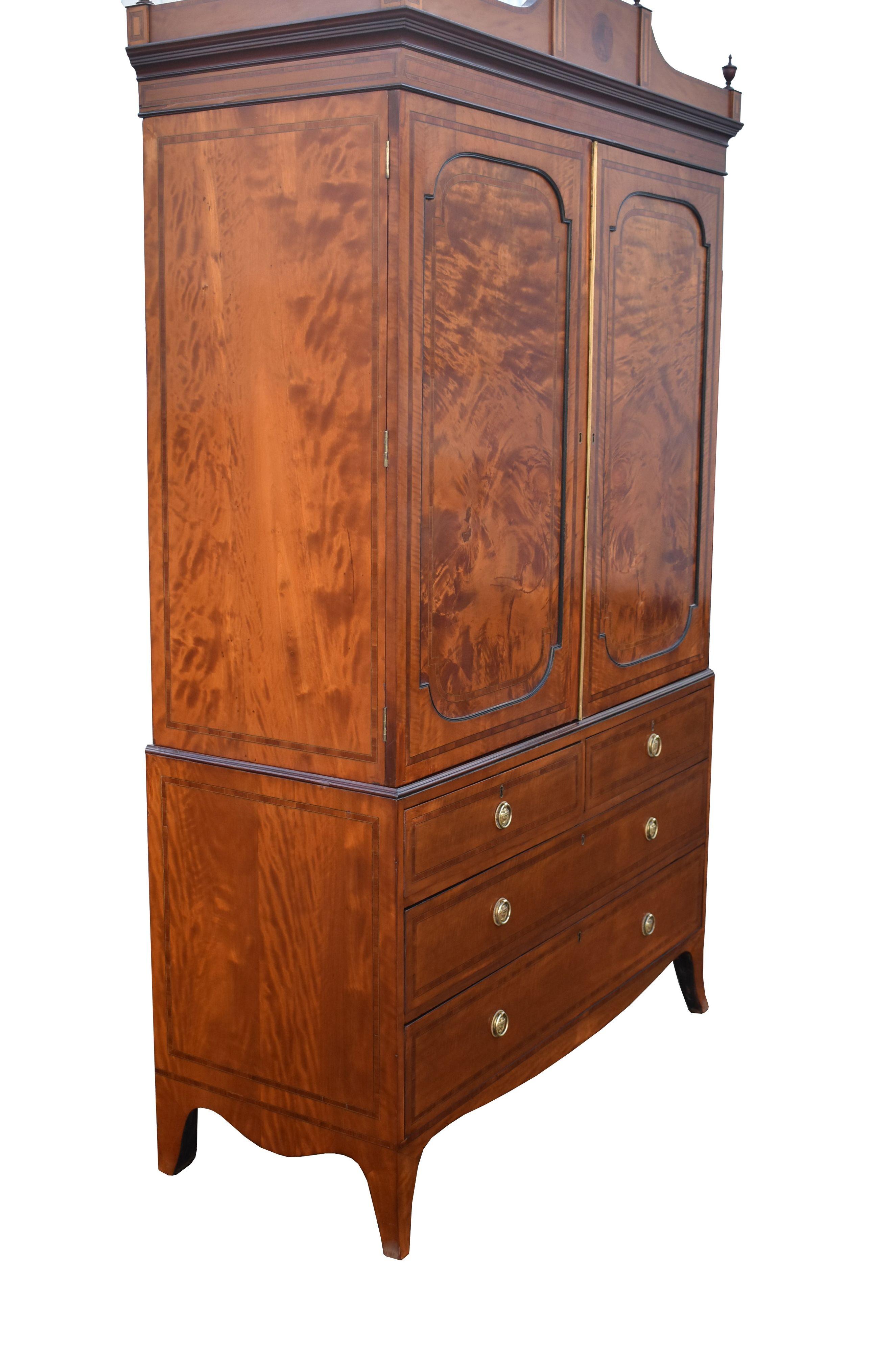 19th Century Satinwood Linen Press For Sale 3
