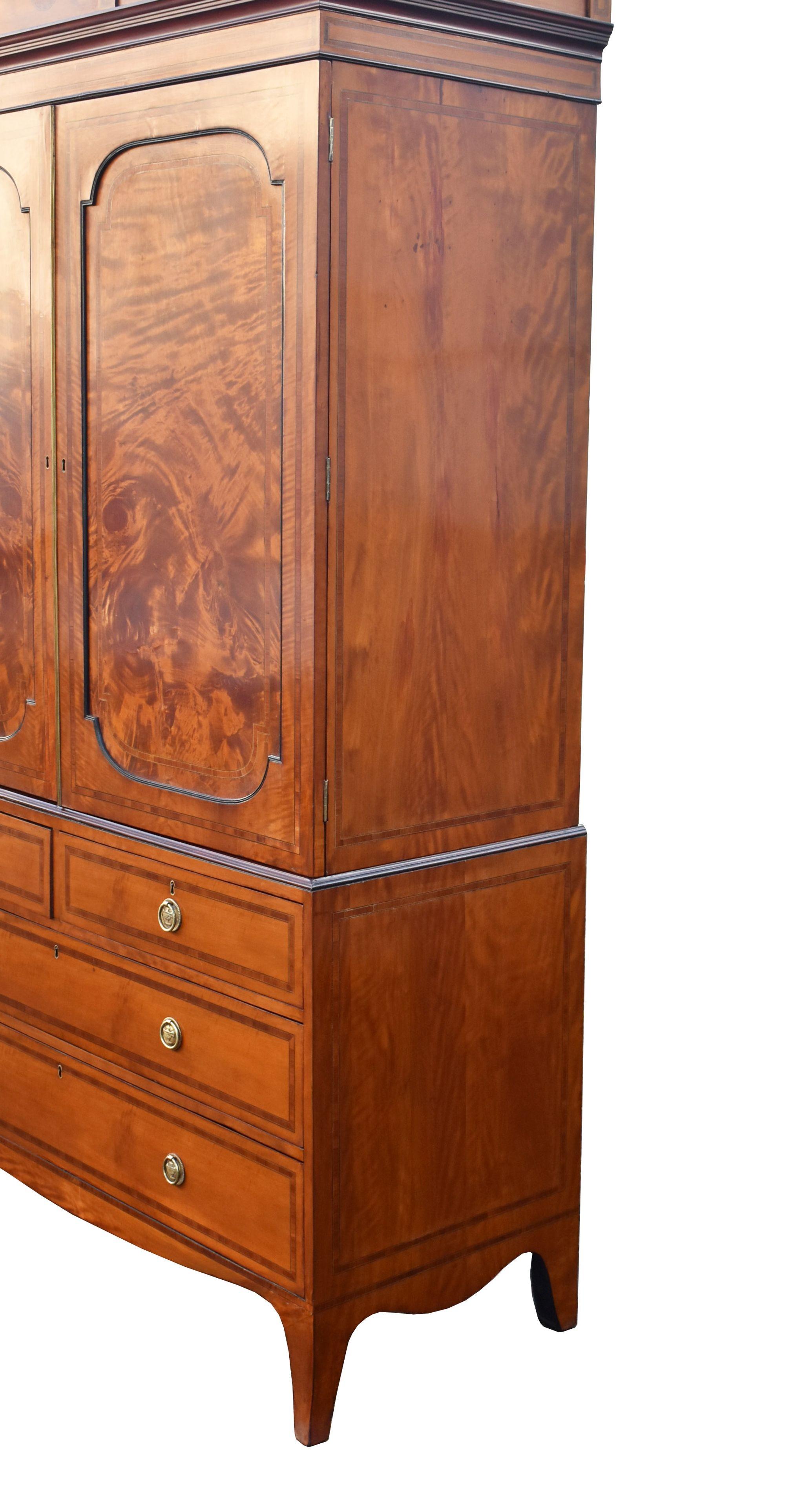 19th Century Satinwood Linen Press For Sale 4