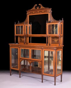 19th Century Satinwood & Mahogany Chiffonier Attributed to Wright & Mansfield