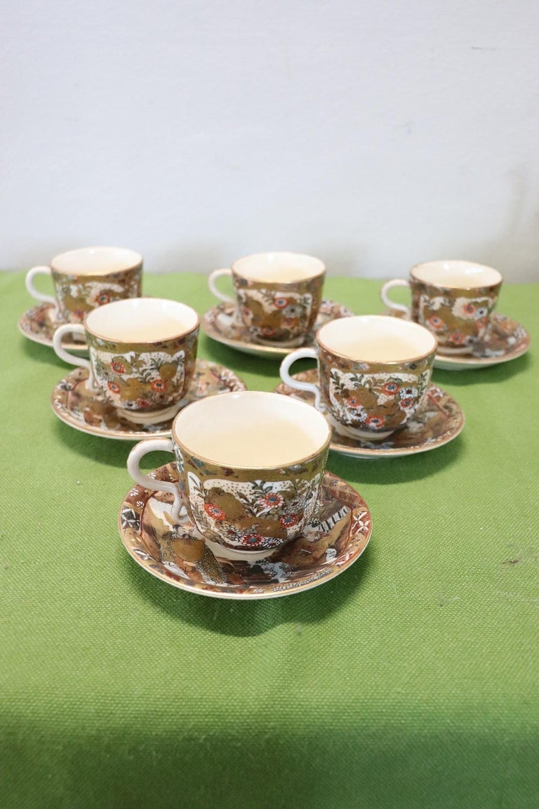 19th Century Satsuma Japanese Hand Painted Porcelain Tea or Coffee Set 15 Pieces For Sale 8