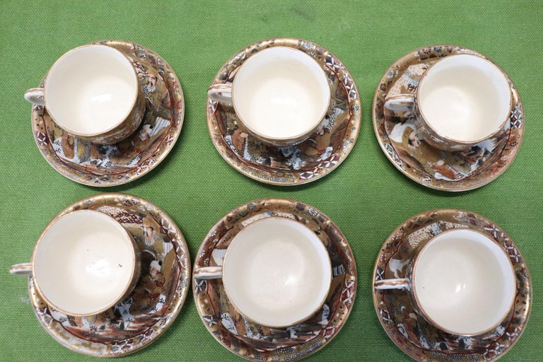 19th Century Satsuma Japanese Hand Painted Porcelain Tea or Coffee Set 15 Pieces For Sale 11
