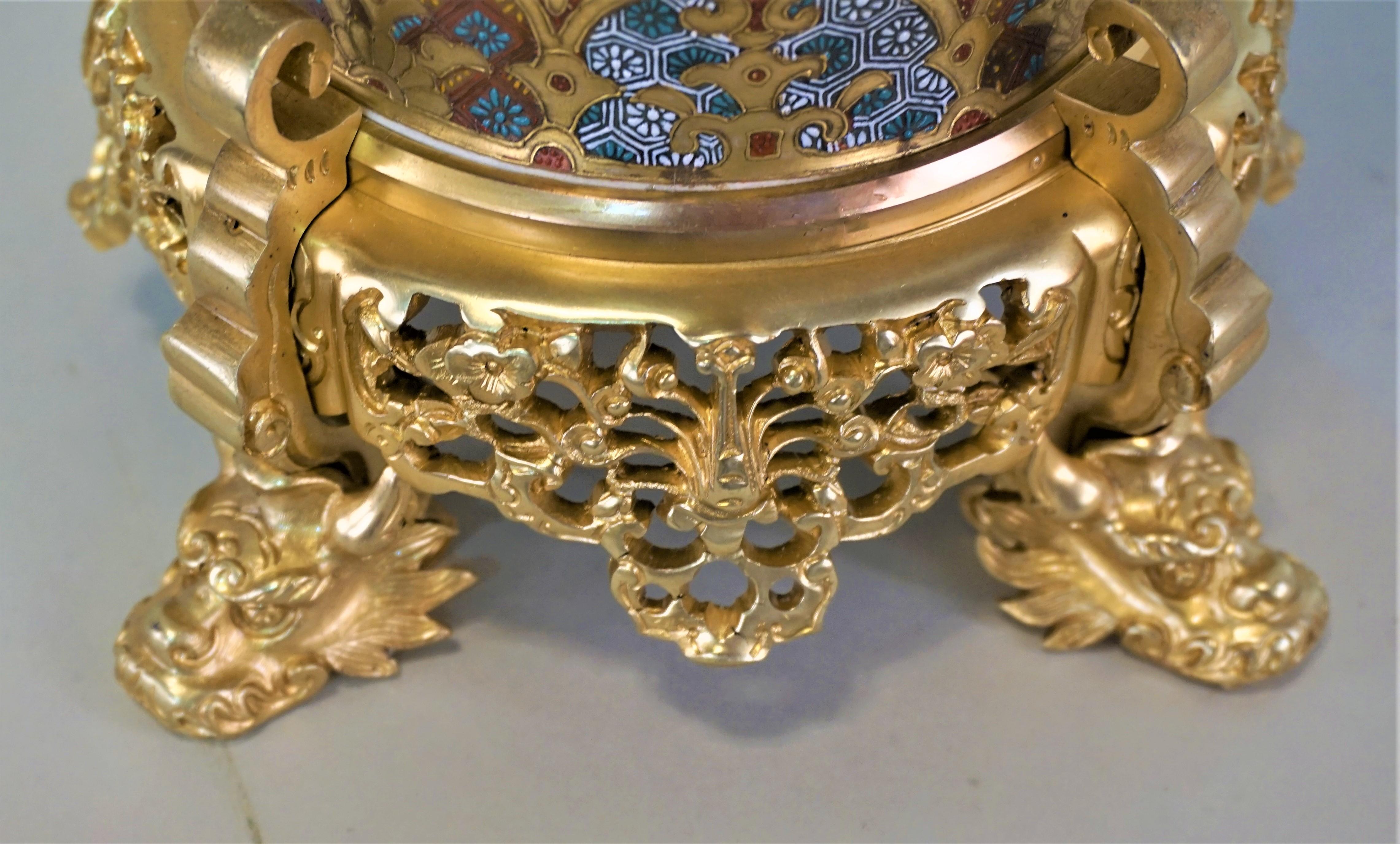19th Century Satsuma Porcelain Dore Bronze Mounted Table Lamp 3