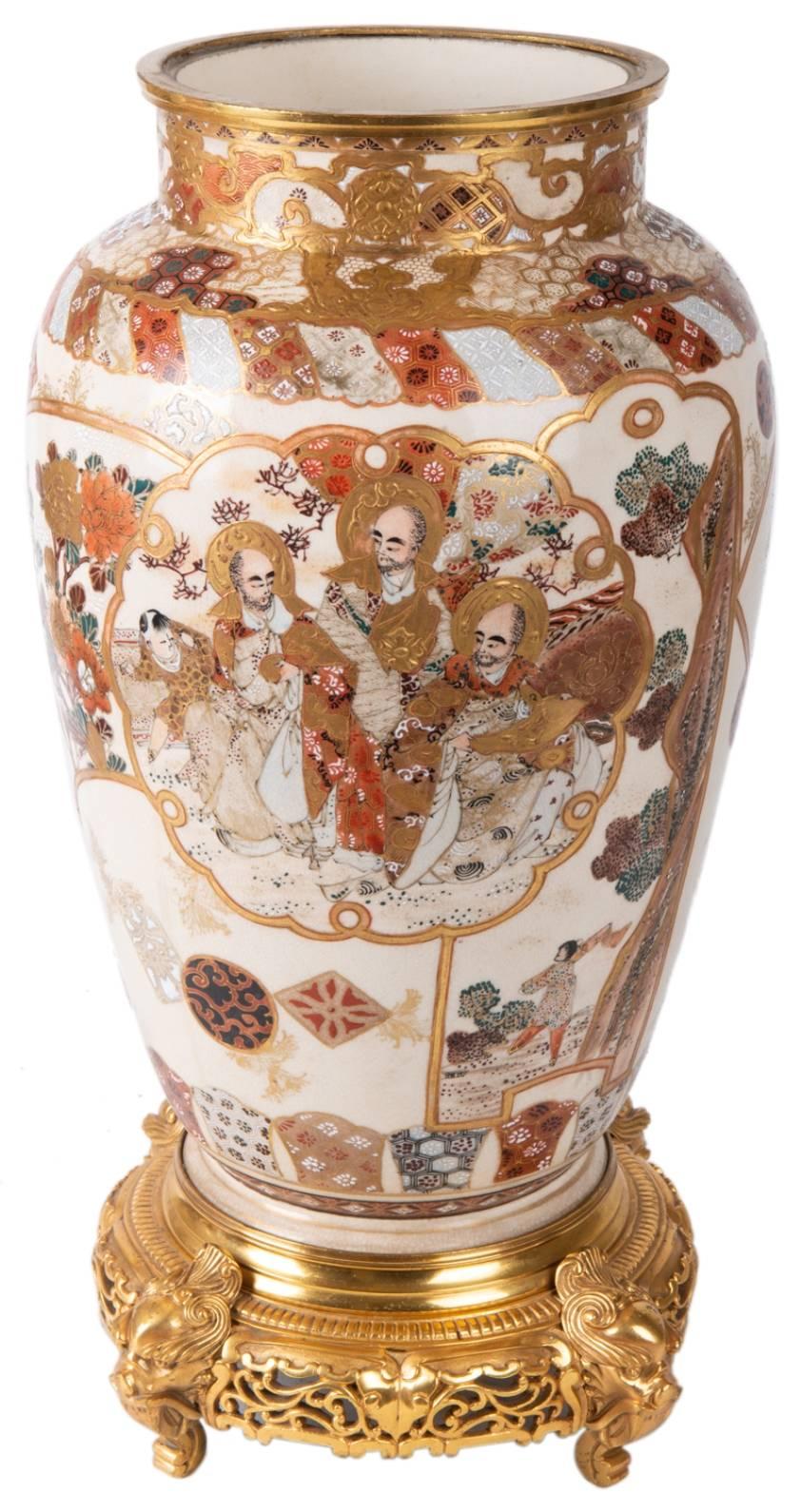 Japanese 19th Century Satsuma Vase or Lamp For Sale