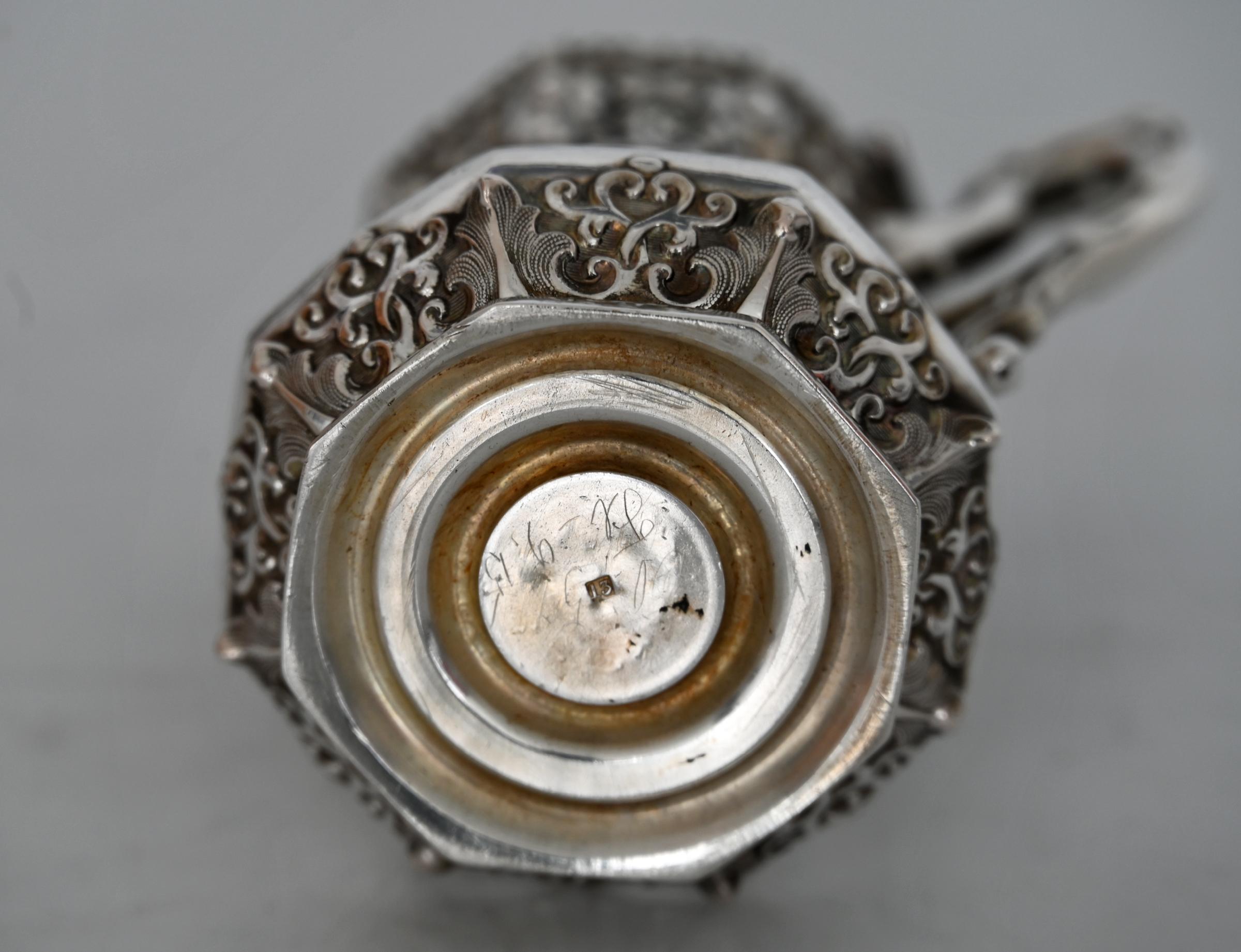 Mid-19th Century 19th Century Savings Box Biedermeier Period German Silver 13 Lot For Sale