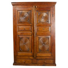 Mid-century Indonesian wood carved cabinet