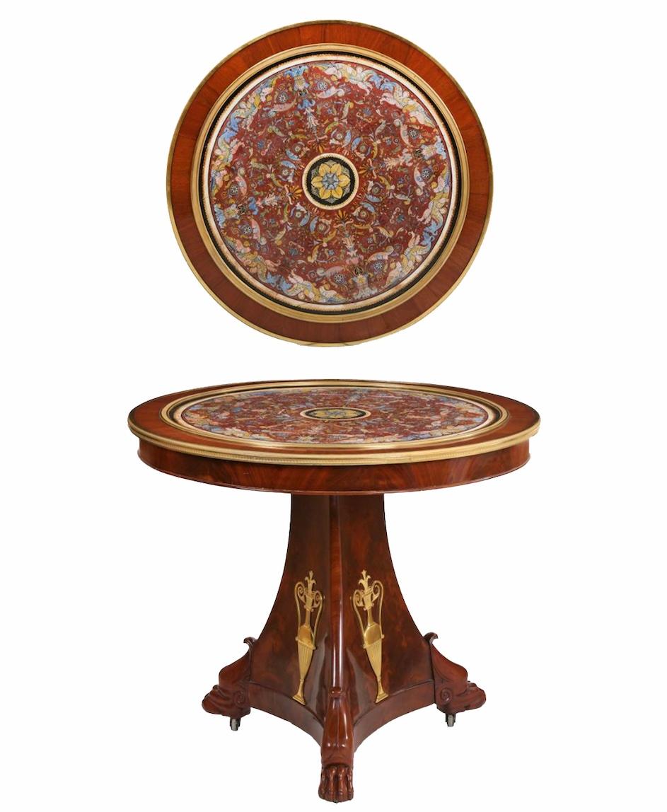 Mahogany 19th Century Scagliola Center Table For Sale