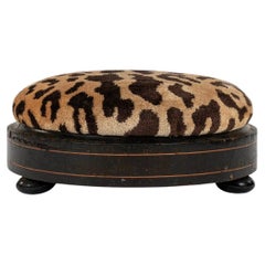 Pouf rotondo in velluto di seta Scalamandré Leopardo del XIX secolo