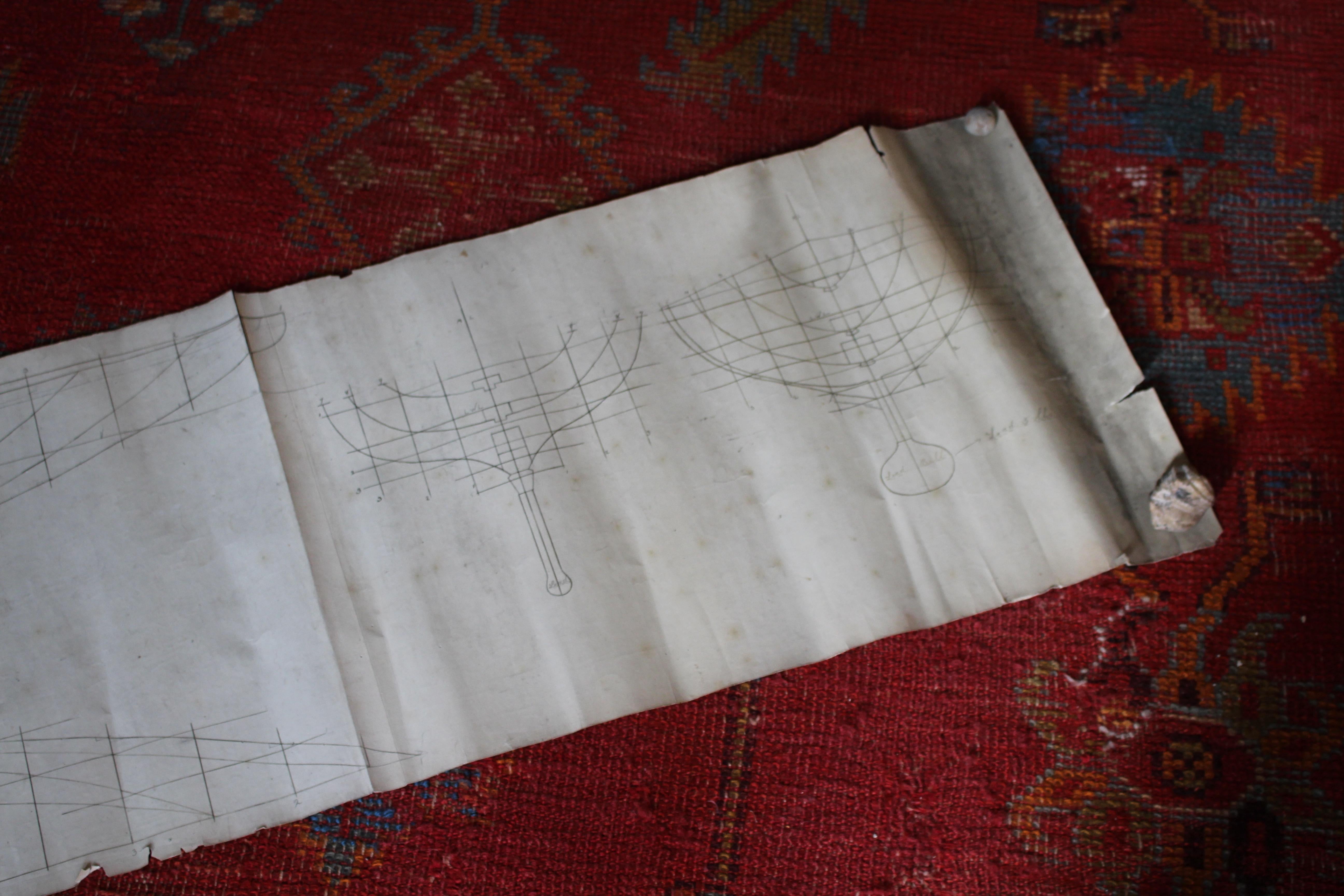 19th Century Scale Boat Hull Model & Line Plans Naval Sailor Maritime Folk Art For Sale 5