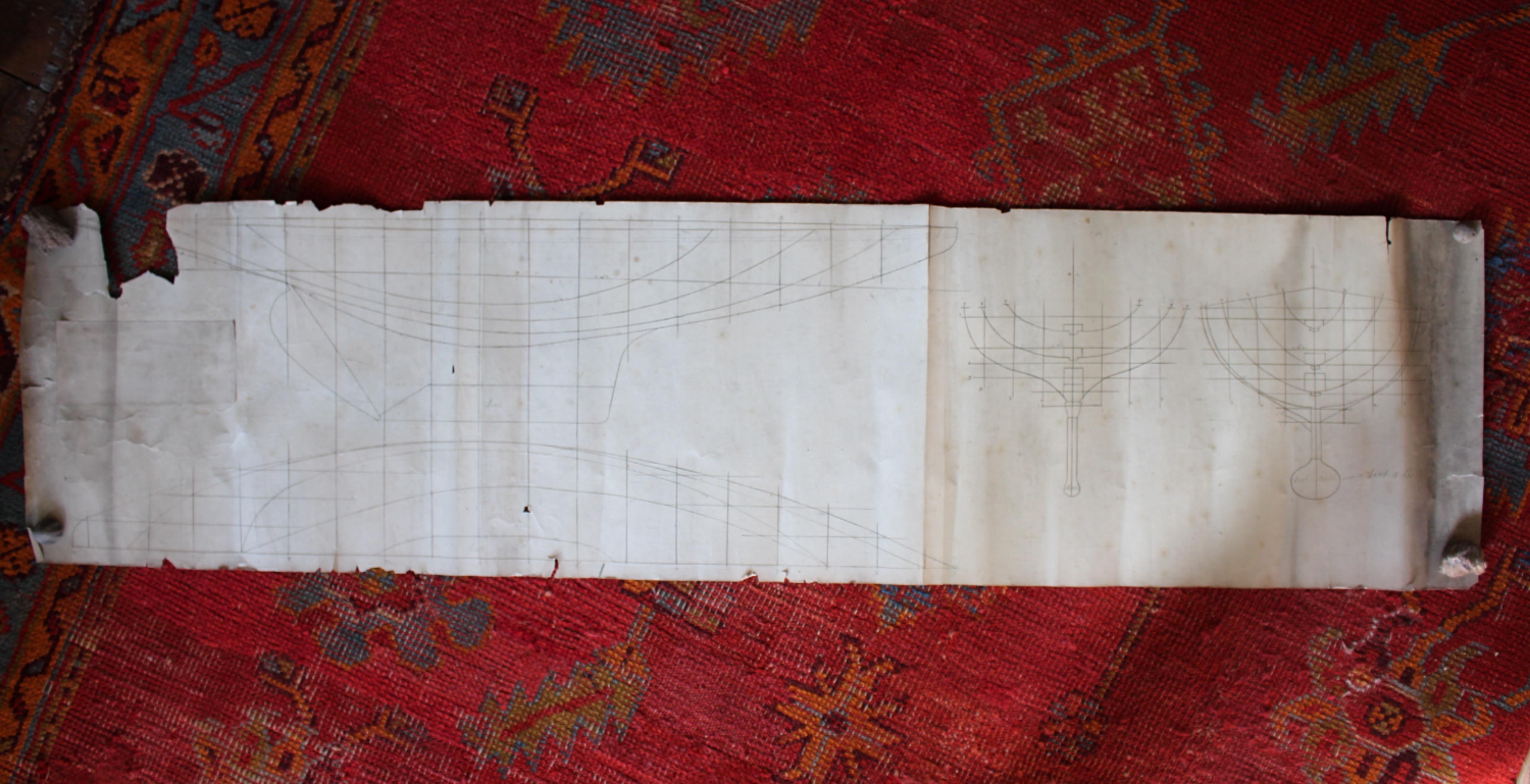 19th Century Scale Boat Hull Model & Line Plans Naval Sailor Maritime Folk Art For Sale 3