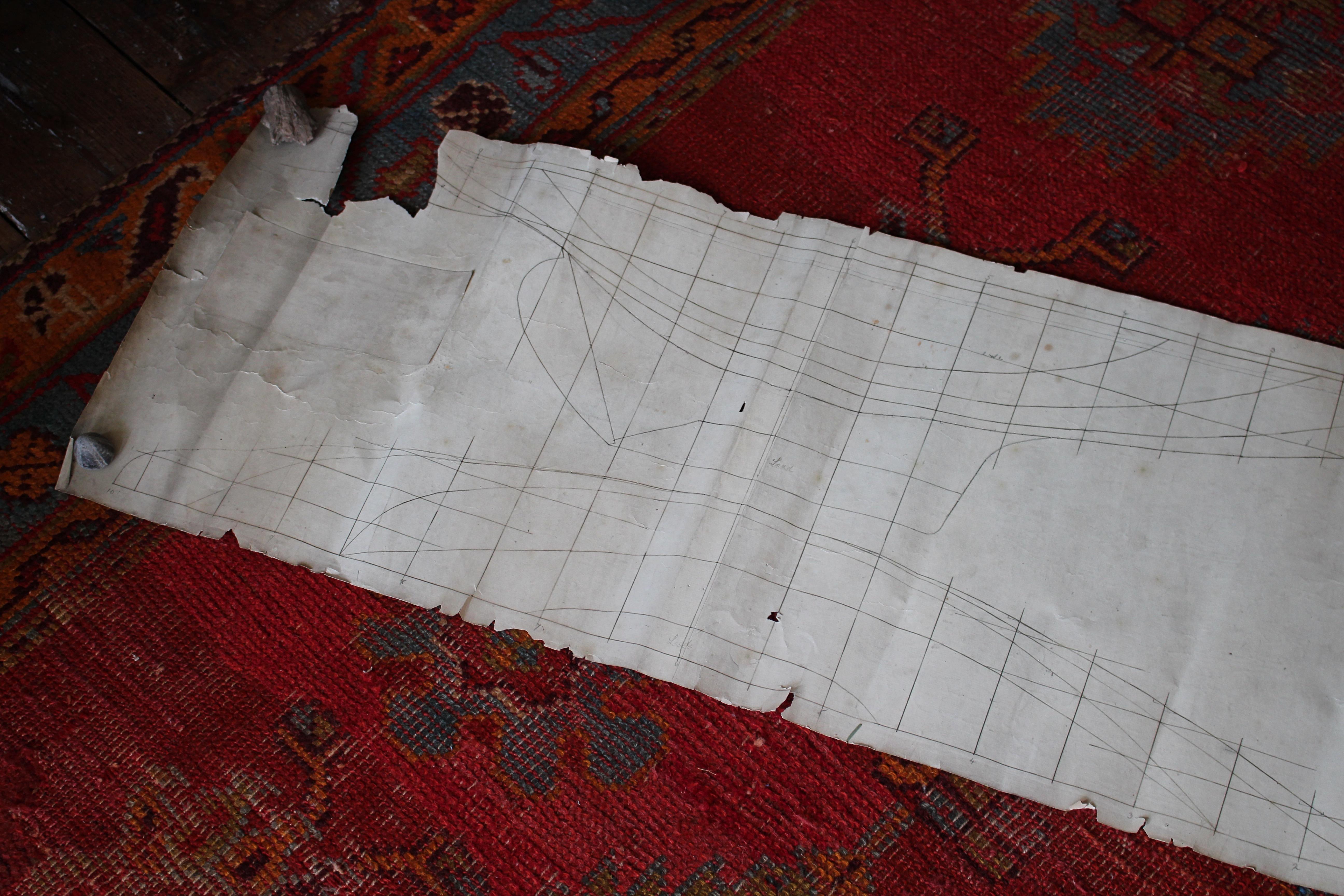 19th Century Scale Boat Hull Model & Line Plans Naval Sailor Maritime Folk Art For Sale 4