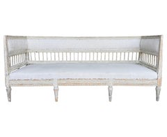 19th Century Scandinavian Antique Long Gustavian Daybed in Grey Patina