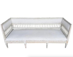 19th Century Scandinavian Antique Long Gustavian Daybed in Grey Patina