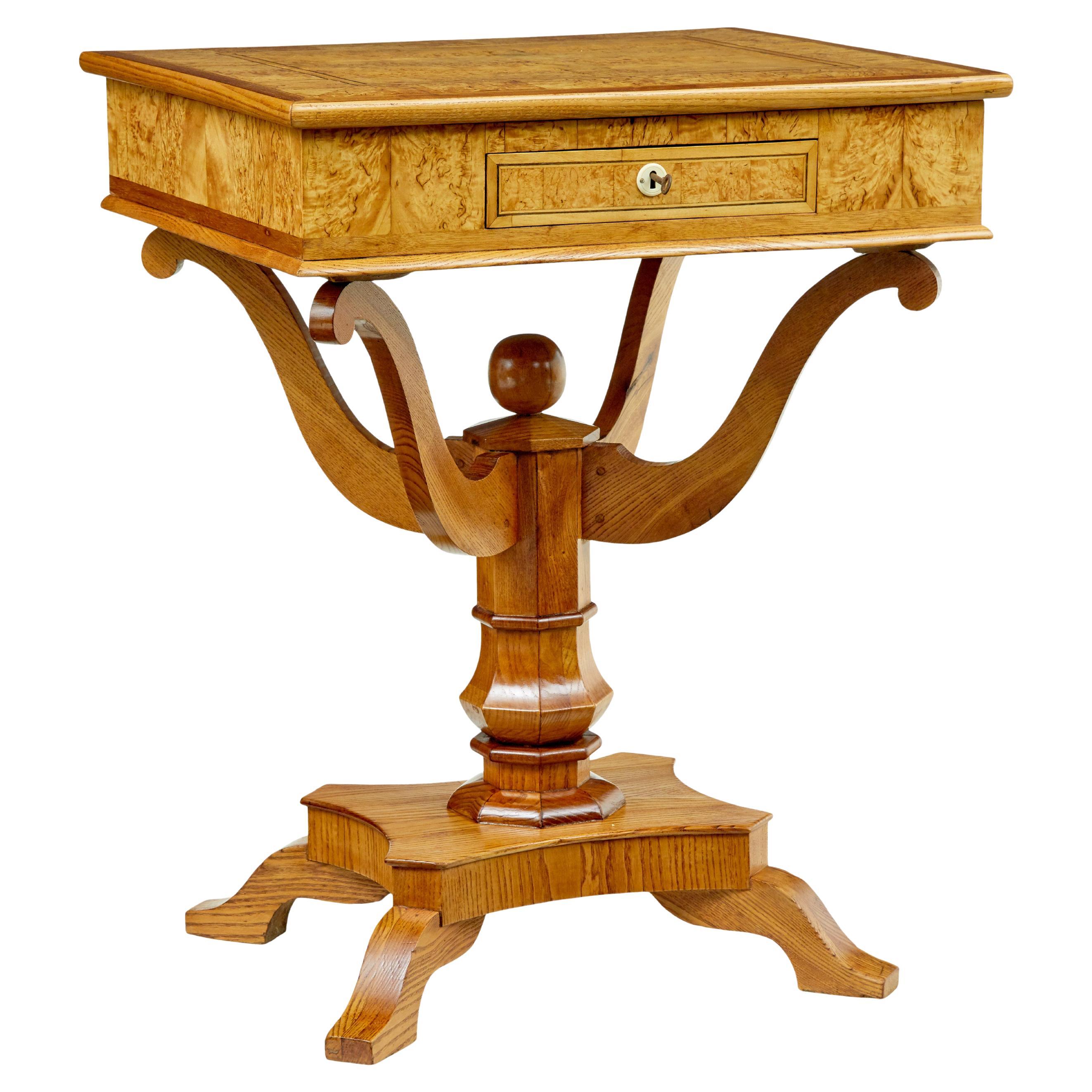 19th century Scandinavian burr birch and elm occasional table For Sale