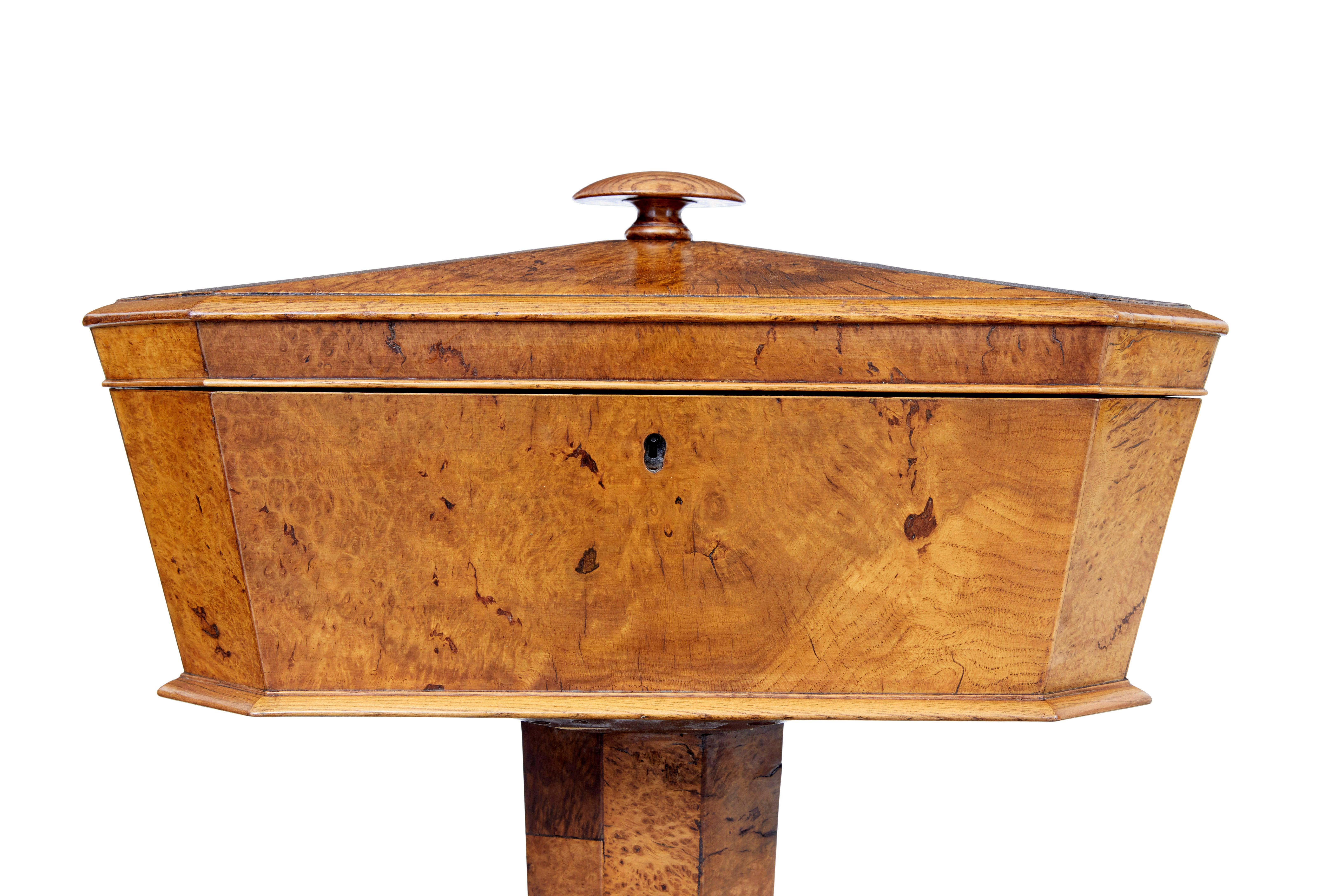 Victorian 19th century Scandinavian burr elm teapoy