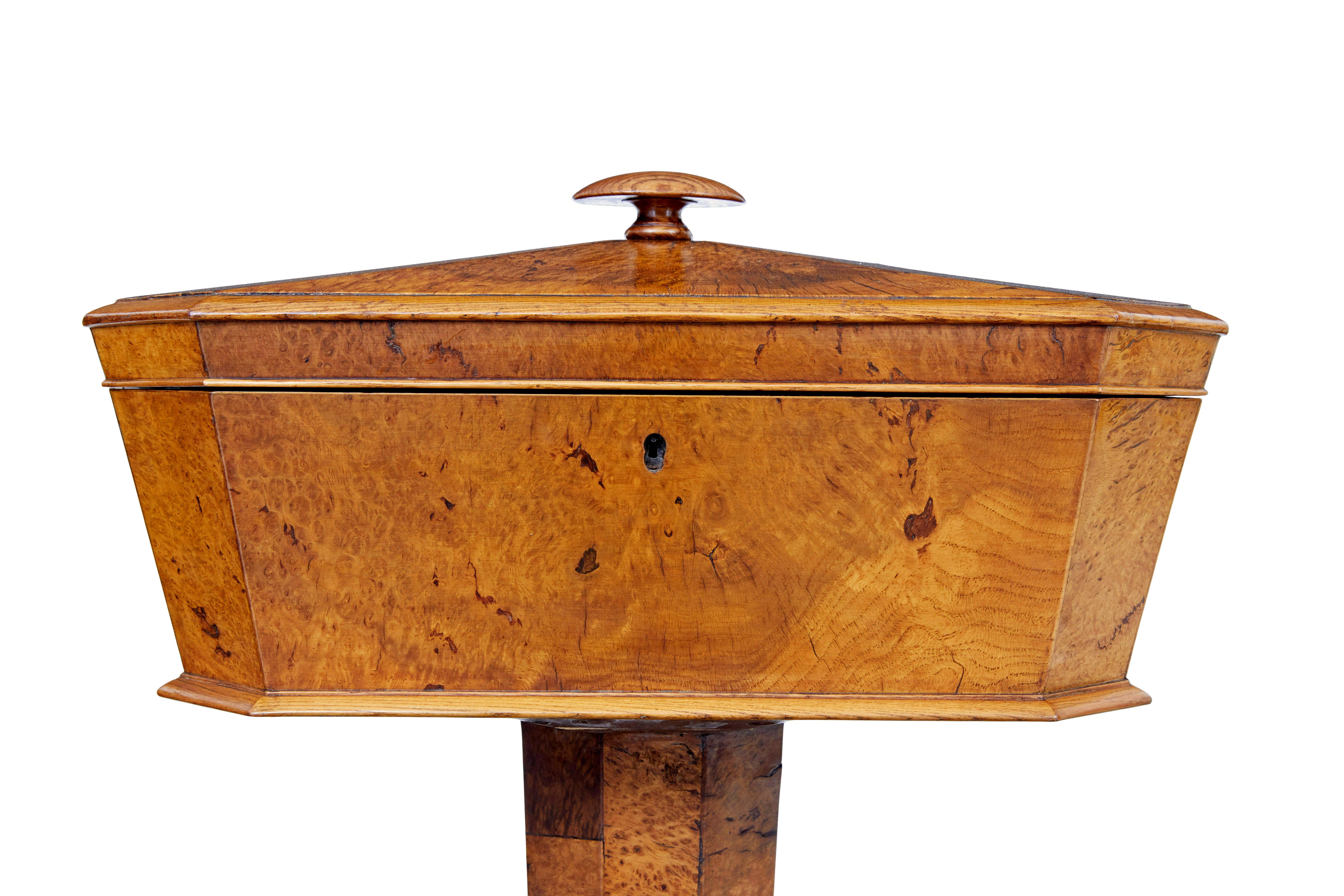 Regency 19th century Scandinavian burr elm teapoy For Sale