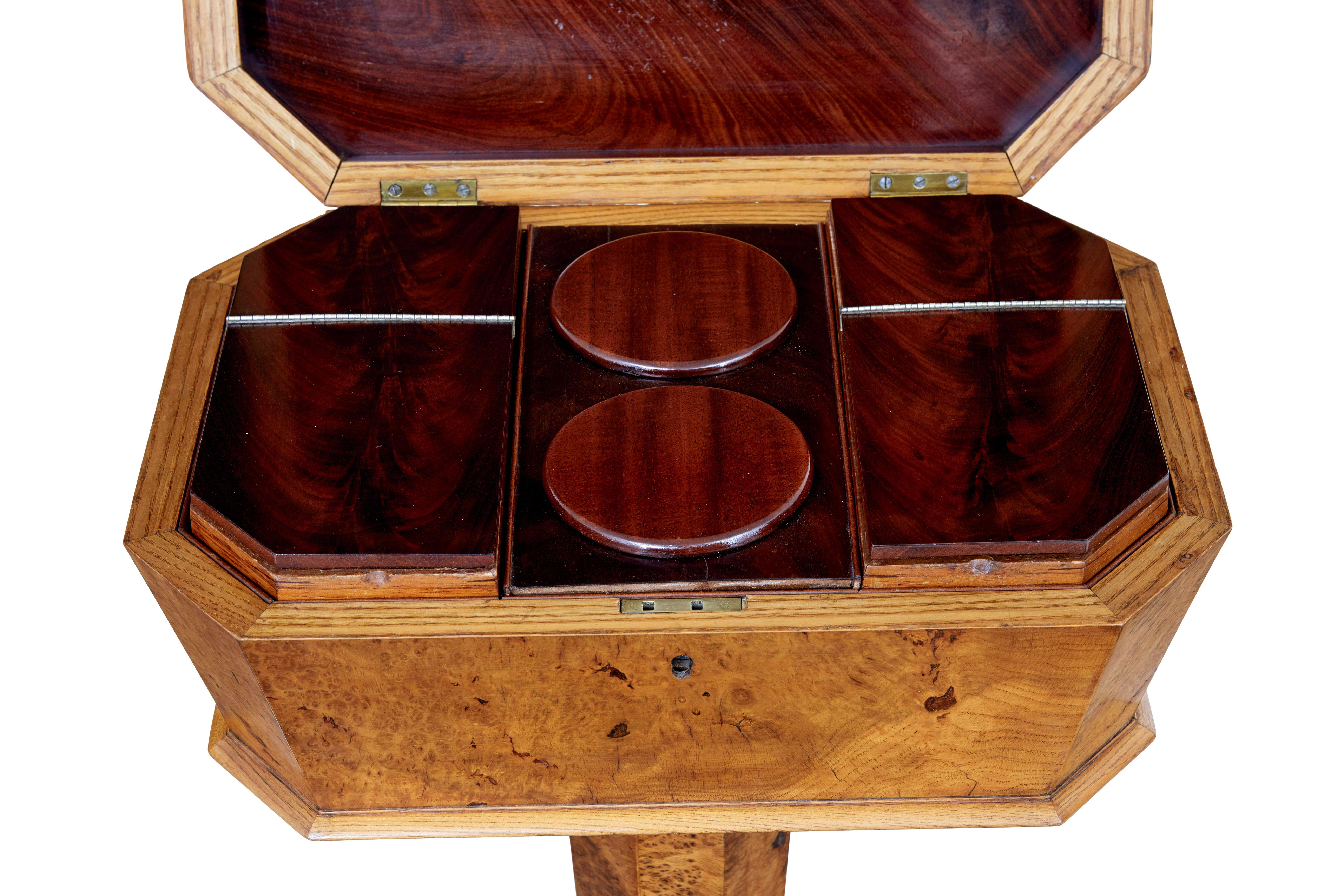 Swedish 19th century Scandinavian burr elm teapoy For Sale
