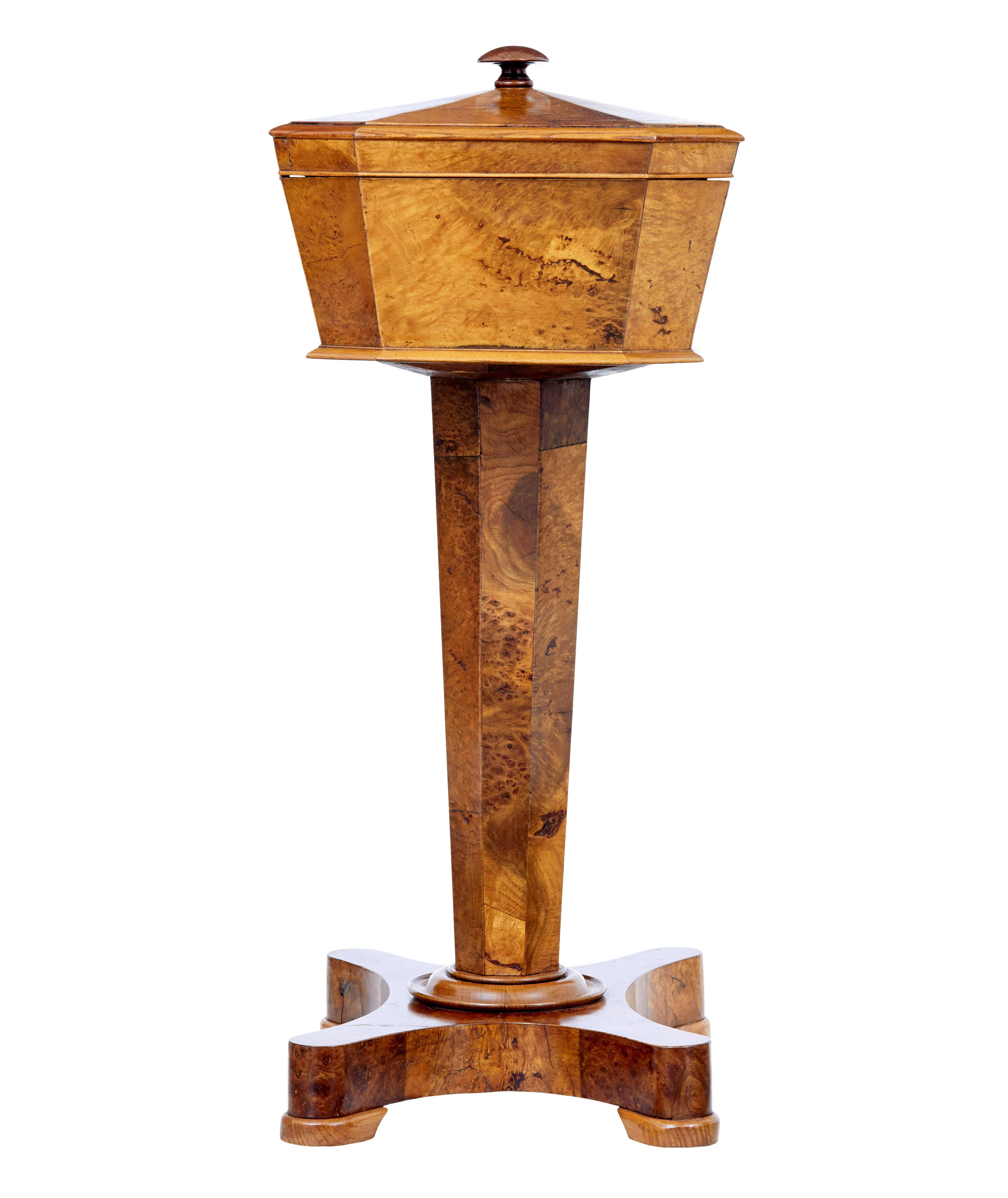 Elm 19th century Scandinavian burr elm teapoy