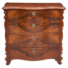 19th Century Scandinavian Chest of Drawers with Serpentine Front in Mahogany