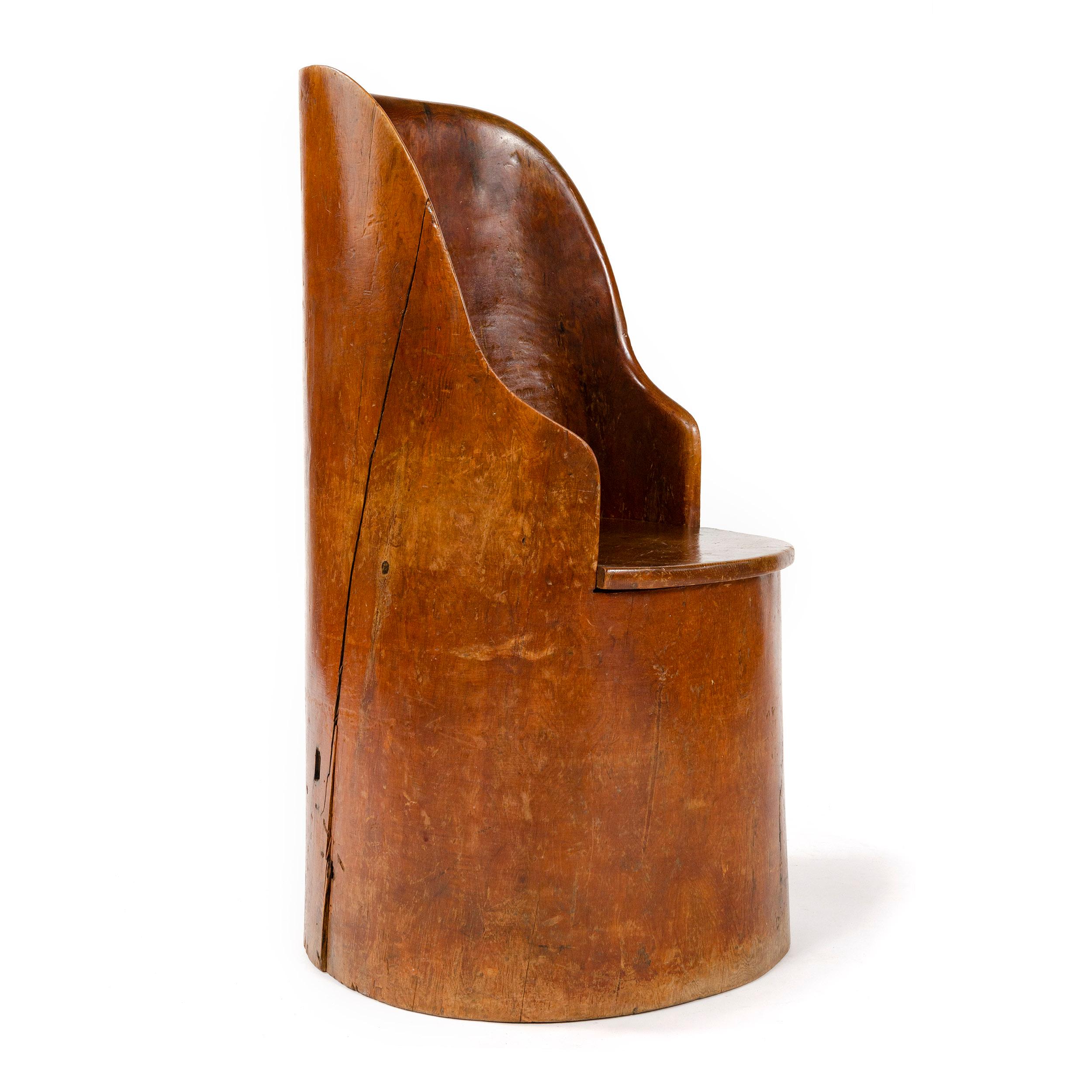 Hand-Carved 19th Century Scandinavian Craft Barrel Chair