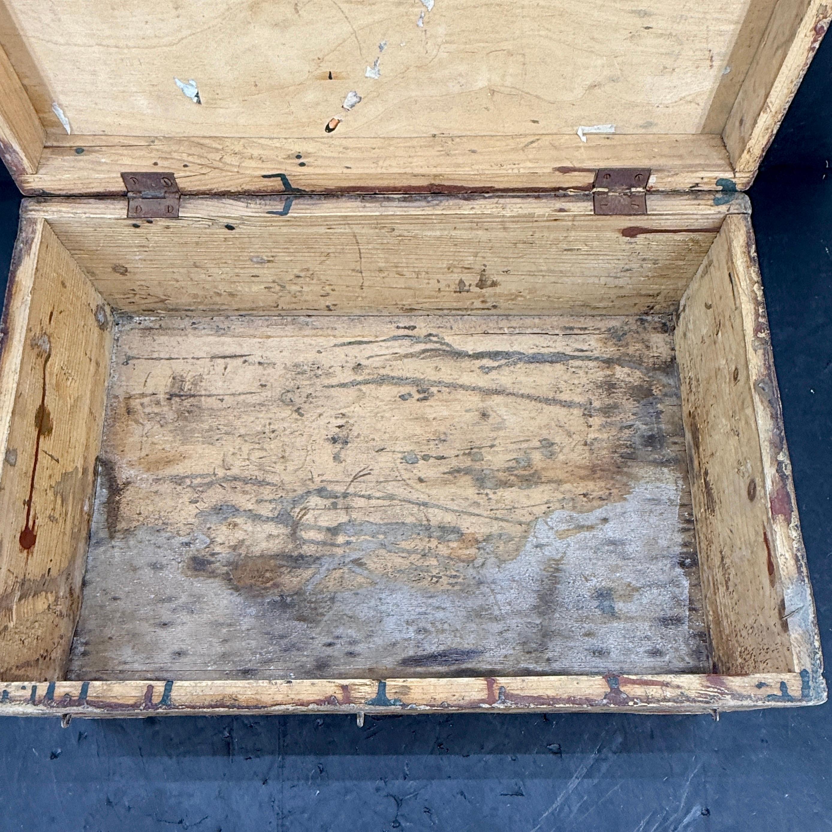 19th Century Scandinavian Folk Art Hand-Painted Chest Box For Sale 10