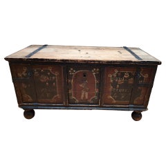 19th Century Scandinavian Hand Painted Blanket Chest