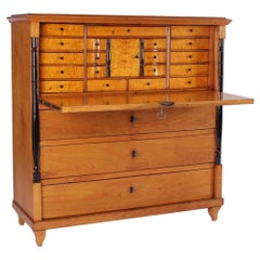 19th Century Scandinavian or German Biedermeier Writing Secrétaire, Oak, Birch