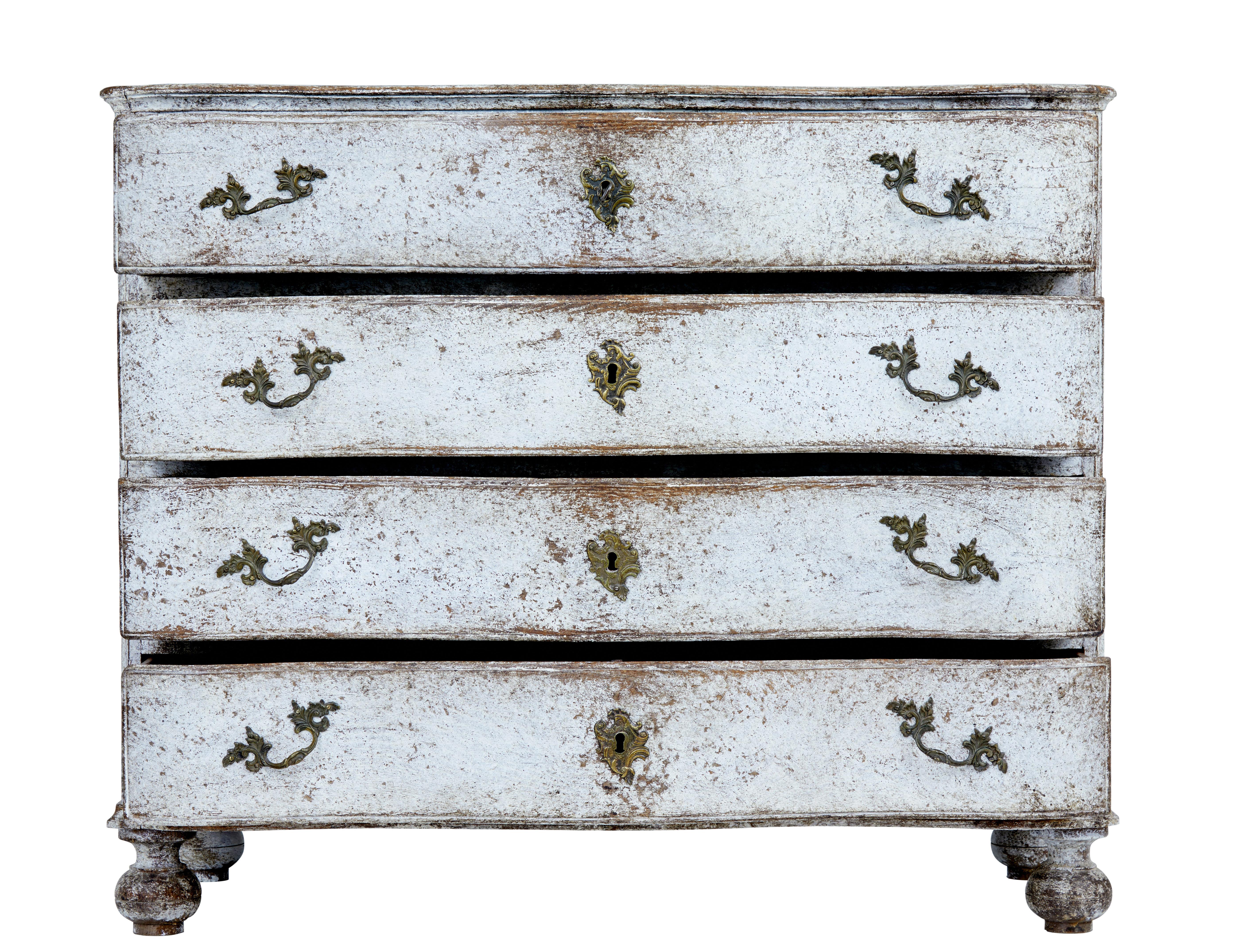 Baroque Revival 19th Century Scandinavian Painted Baroque Chest of Drawers