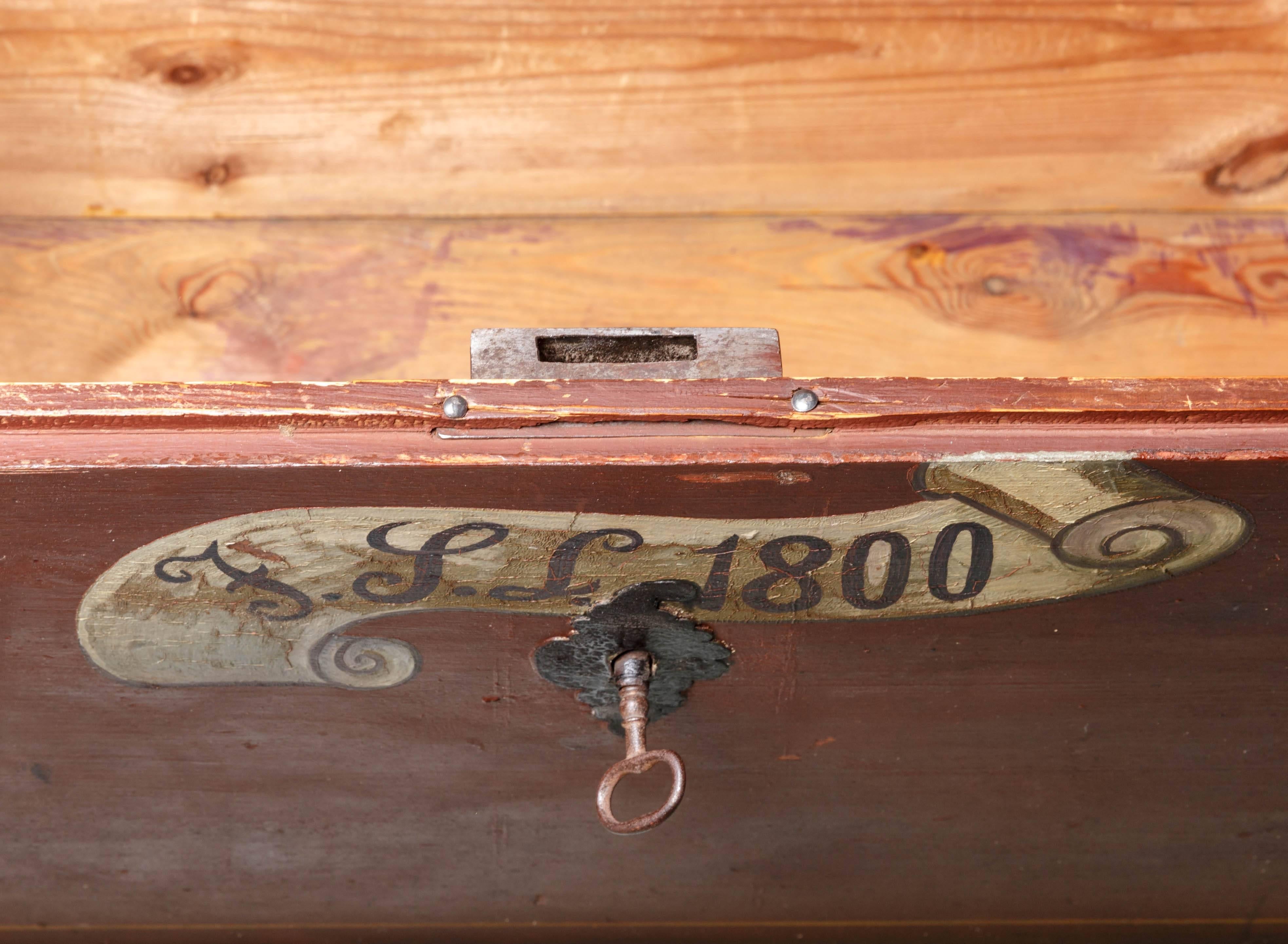 19th Century Scandinavian Painted Dome Top Trunk For Sale 4