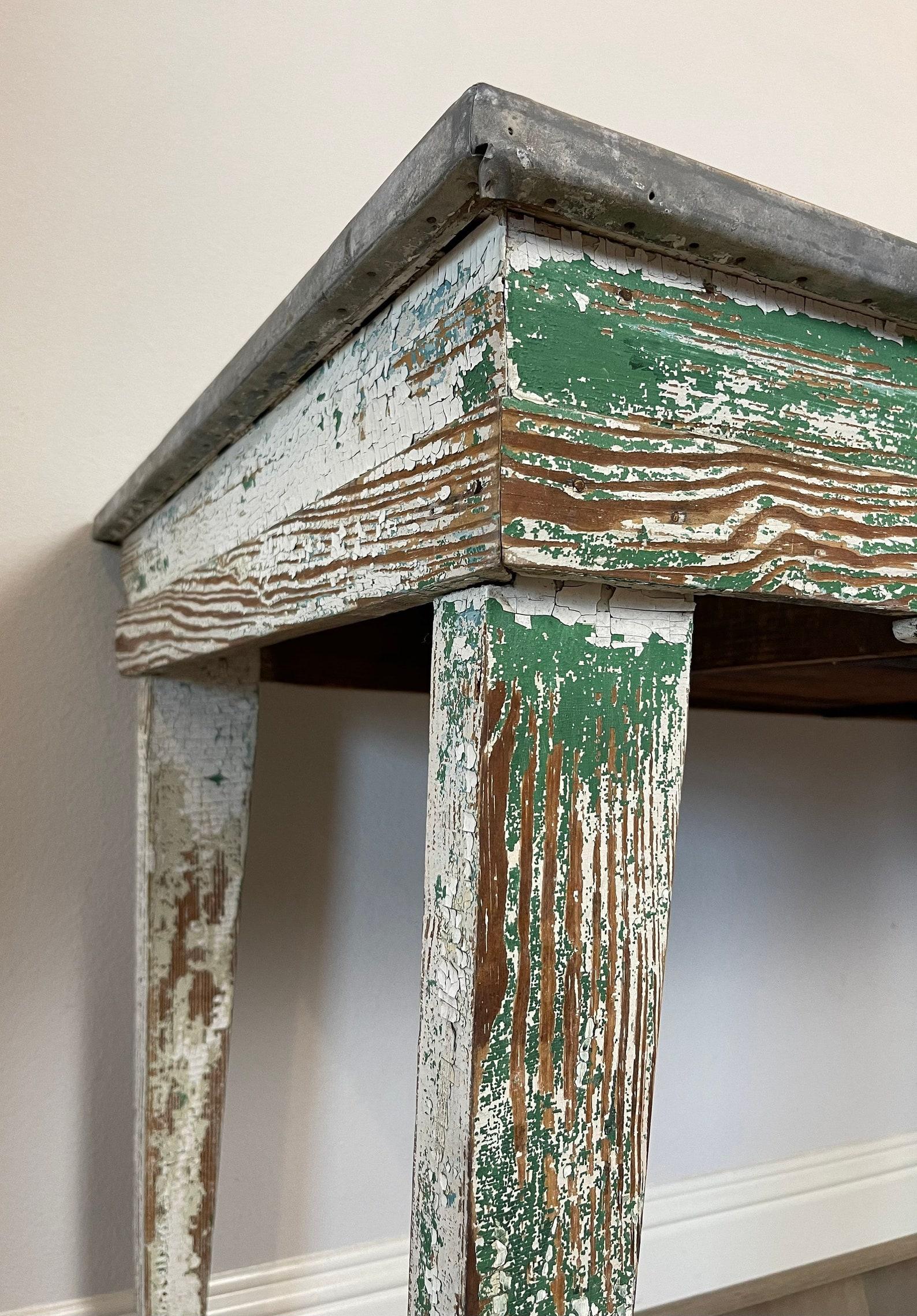 Metal 19th Century, Scandinavian Painted Pine Work Table For Sale