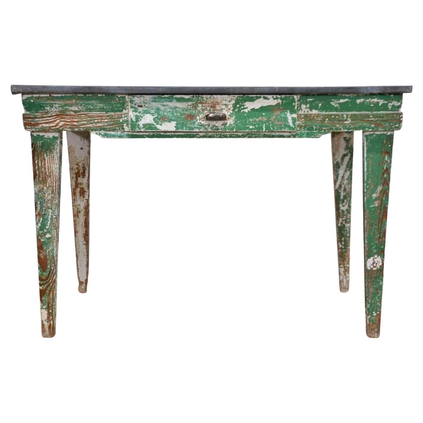 19th Century, Scandinavian Painted Pine Work Table For Sale