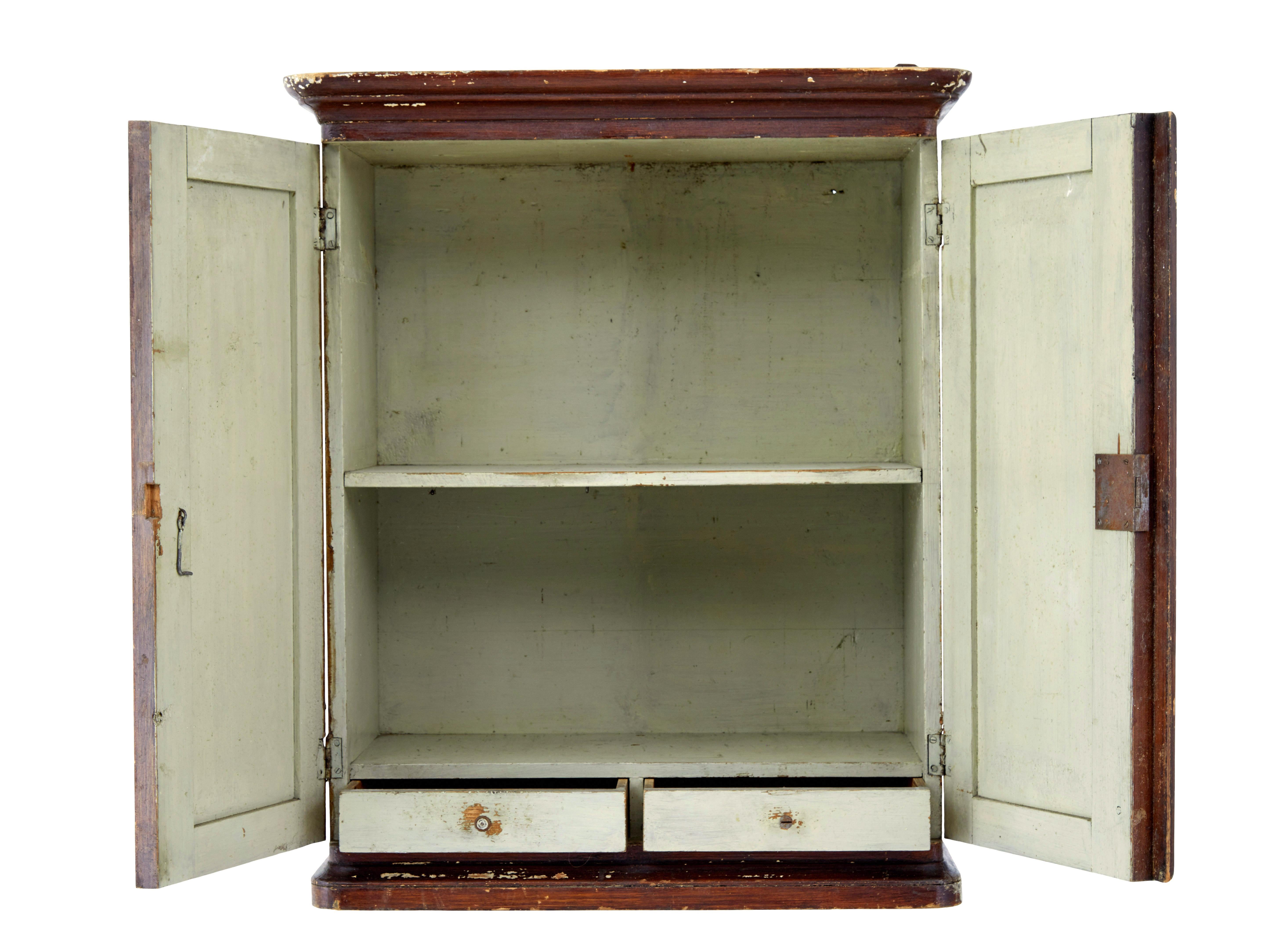 Rustic 19th century Scandinavian painted wall cabinet For Sale