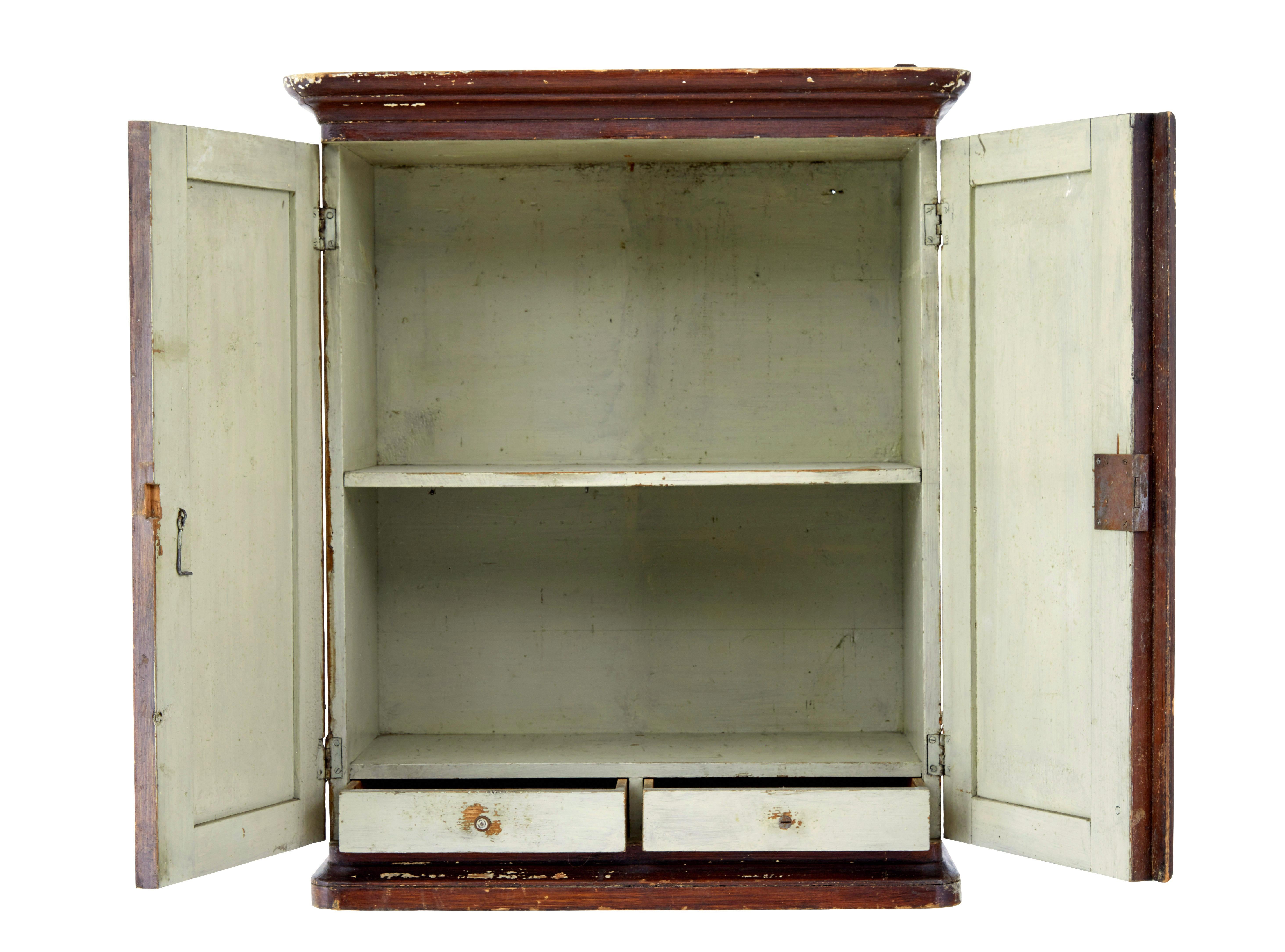 Rustic 19th century Scandinavian painted wall cabinet For Sale