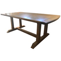 19th Century Scandinavian Pine Dining Table with Trestle Base