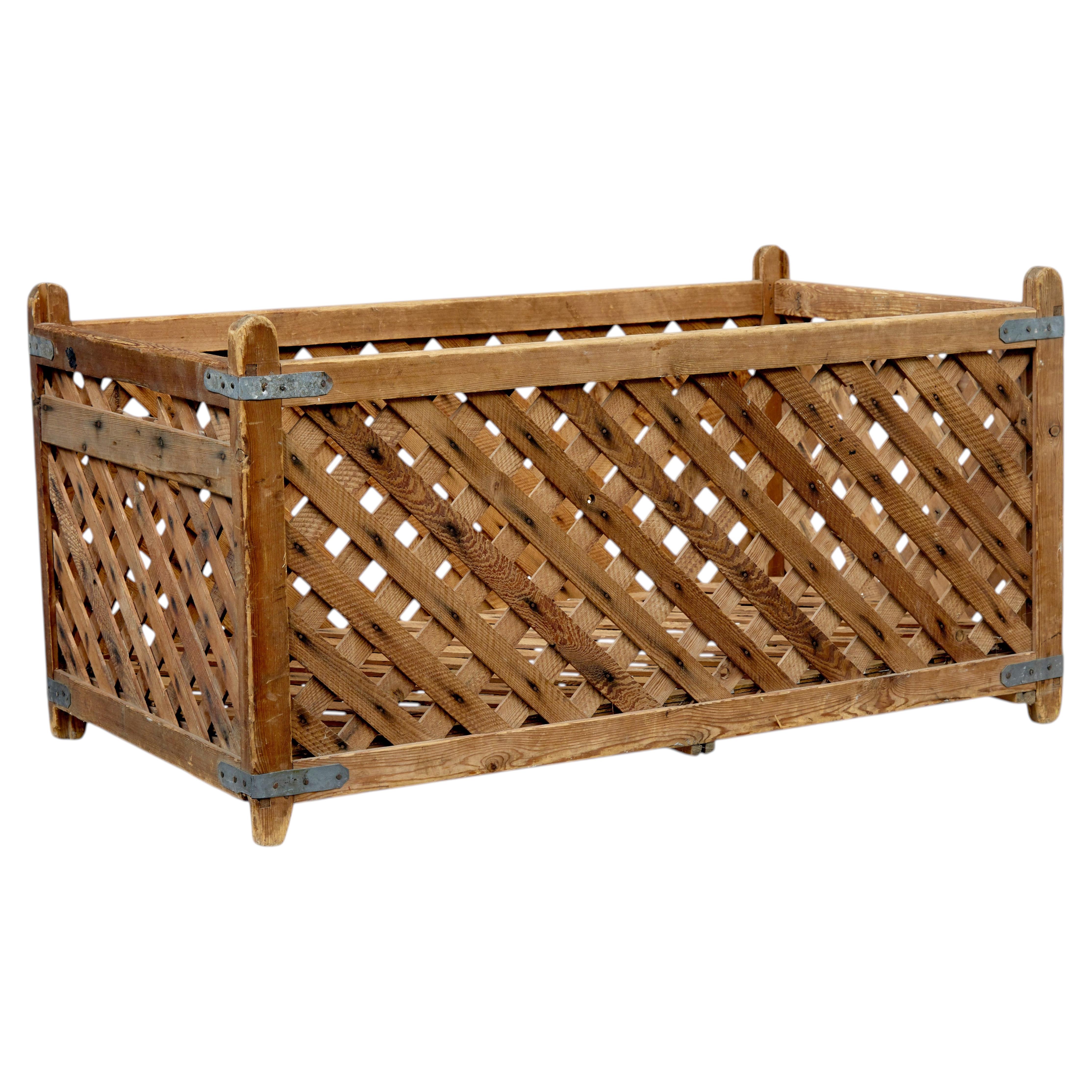 19th century Scandinavian pine log basket For Sale
