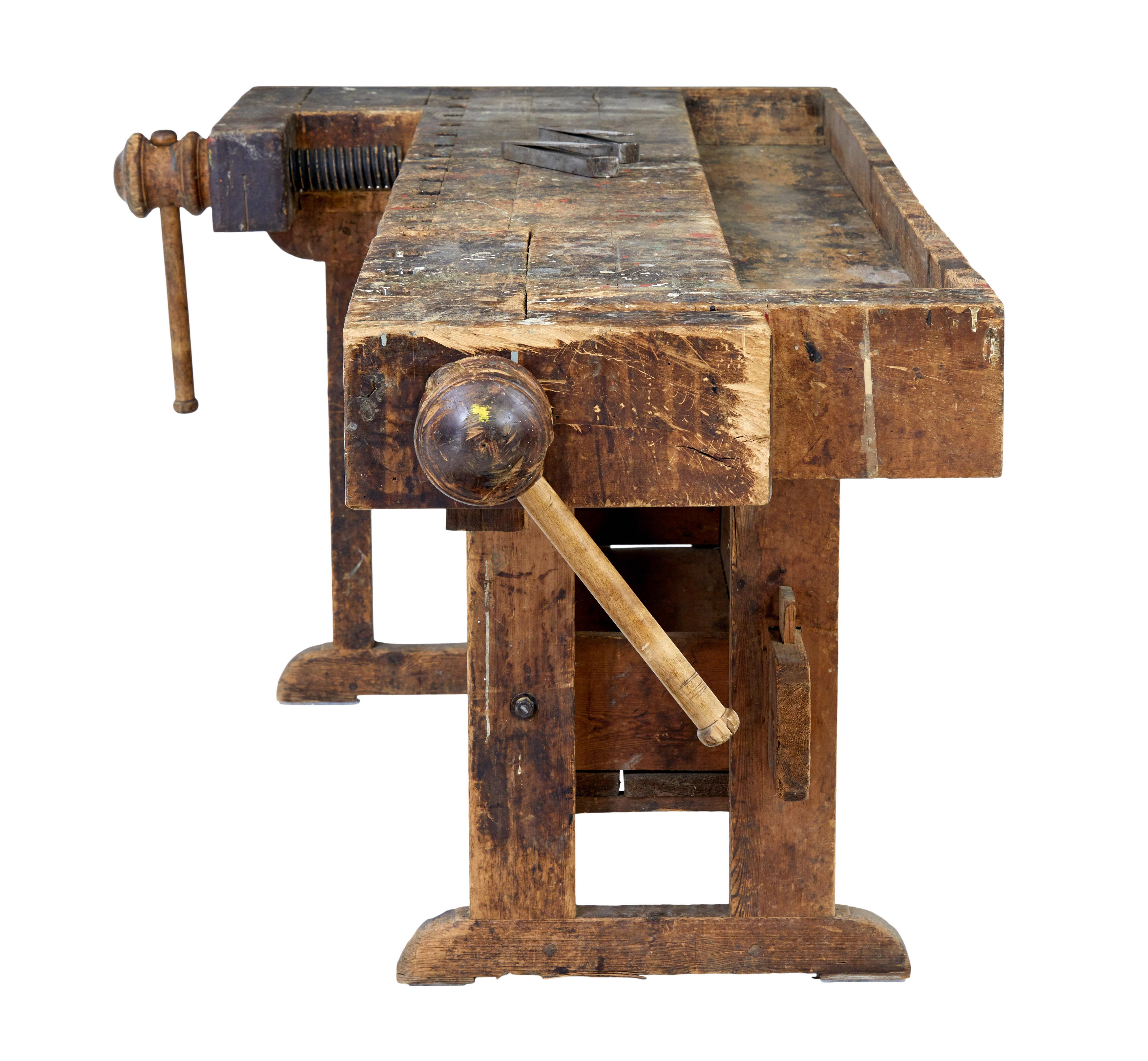Swedish 19th century Scandinavian pine workbench
