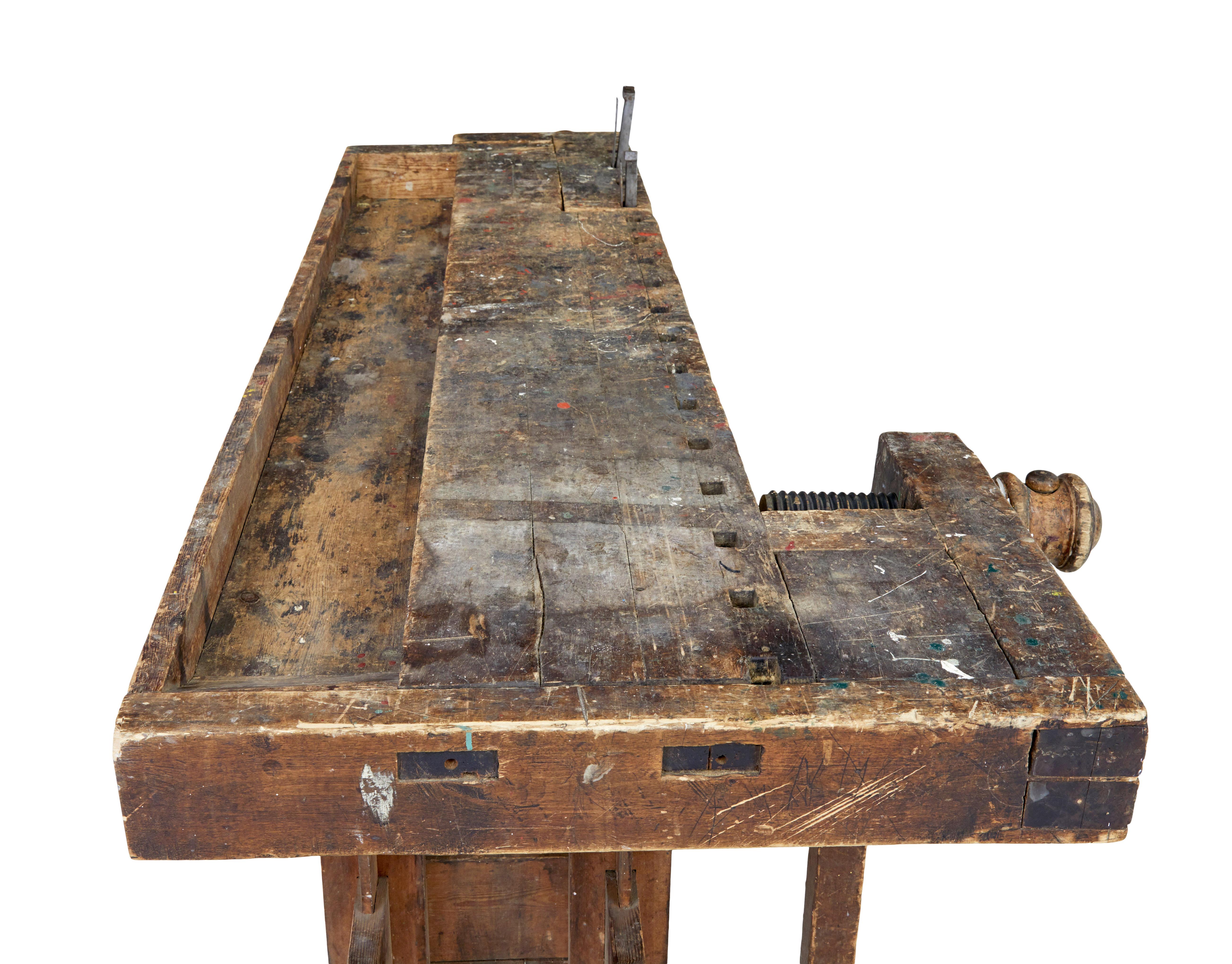 Pine 19th century Scandinavian pine workbench
