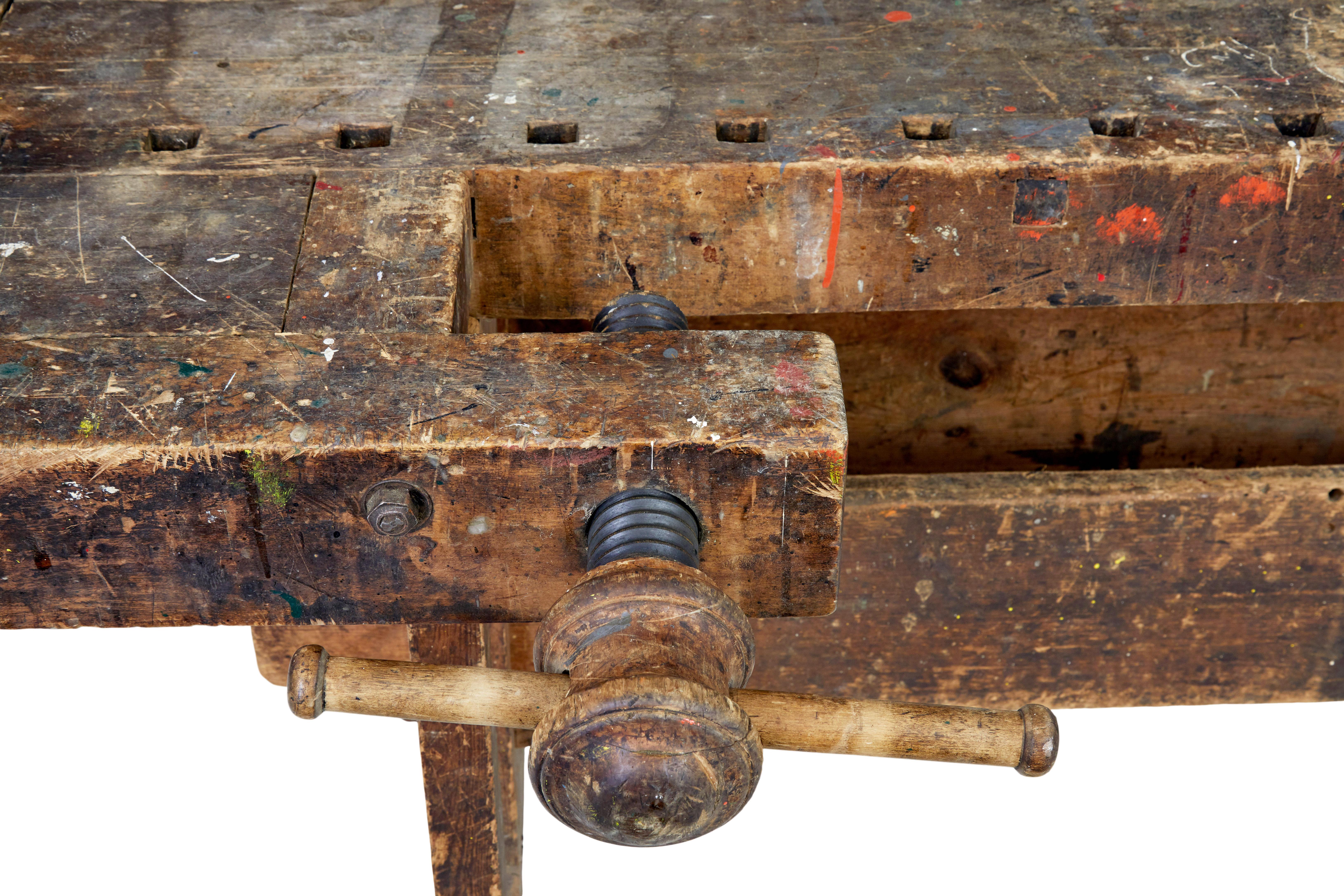 19th century Scandinavian pine workbench 1
