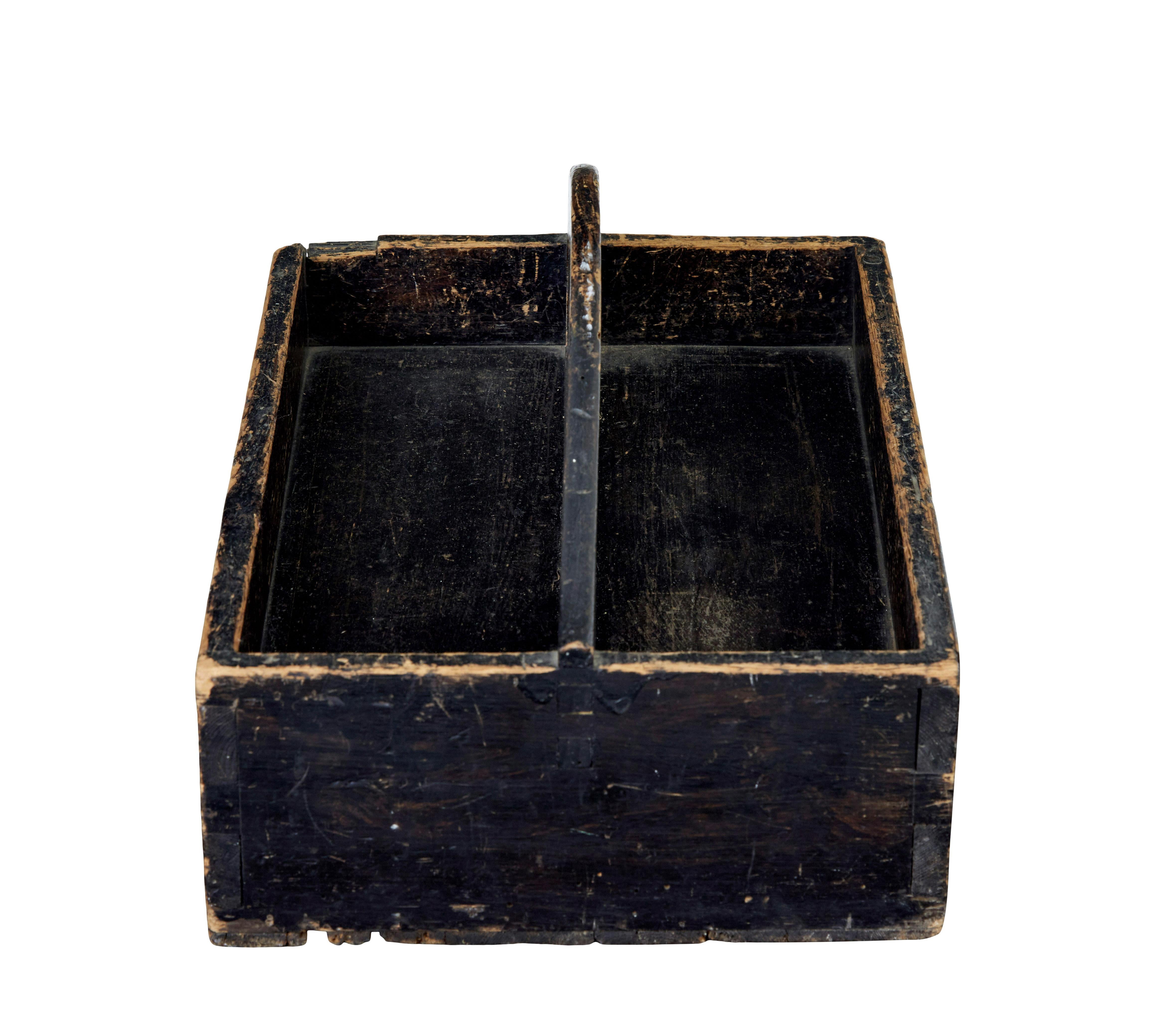 Swedish 19th century Scandinavian rustic pine cutlery box For Sale