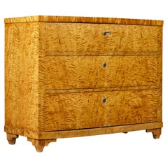 19th century Scandinavian tiger birch chest of drawers