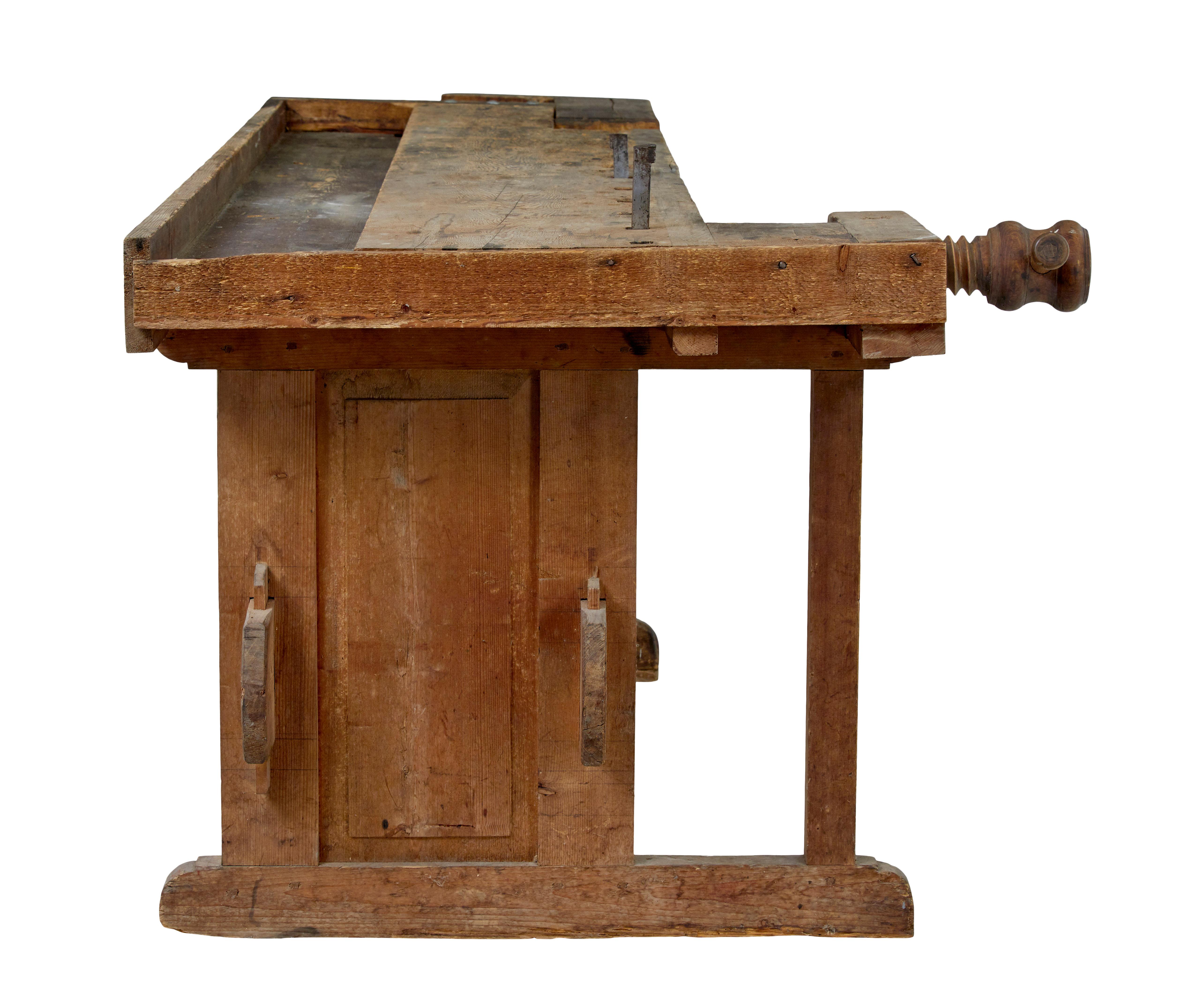 Victorian 19th century Scandinavian trestle pine workbench